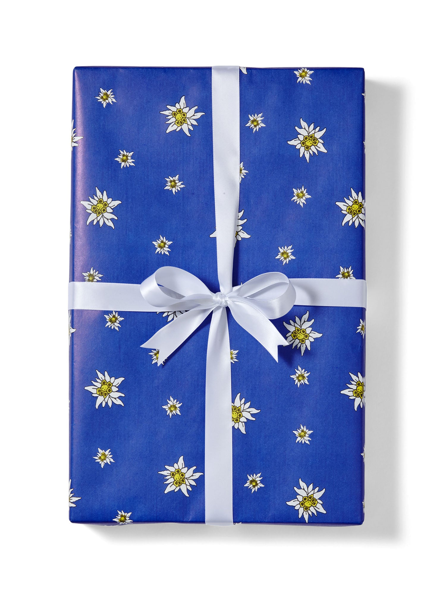 Gift Wrap Blue Edelweiss with white ribbon