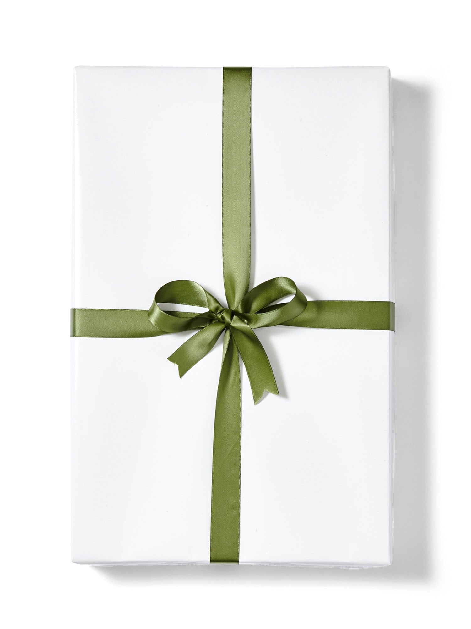 Gift Wrap White Gloss with Green Ribbon
