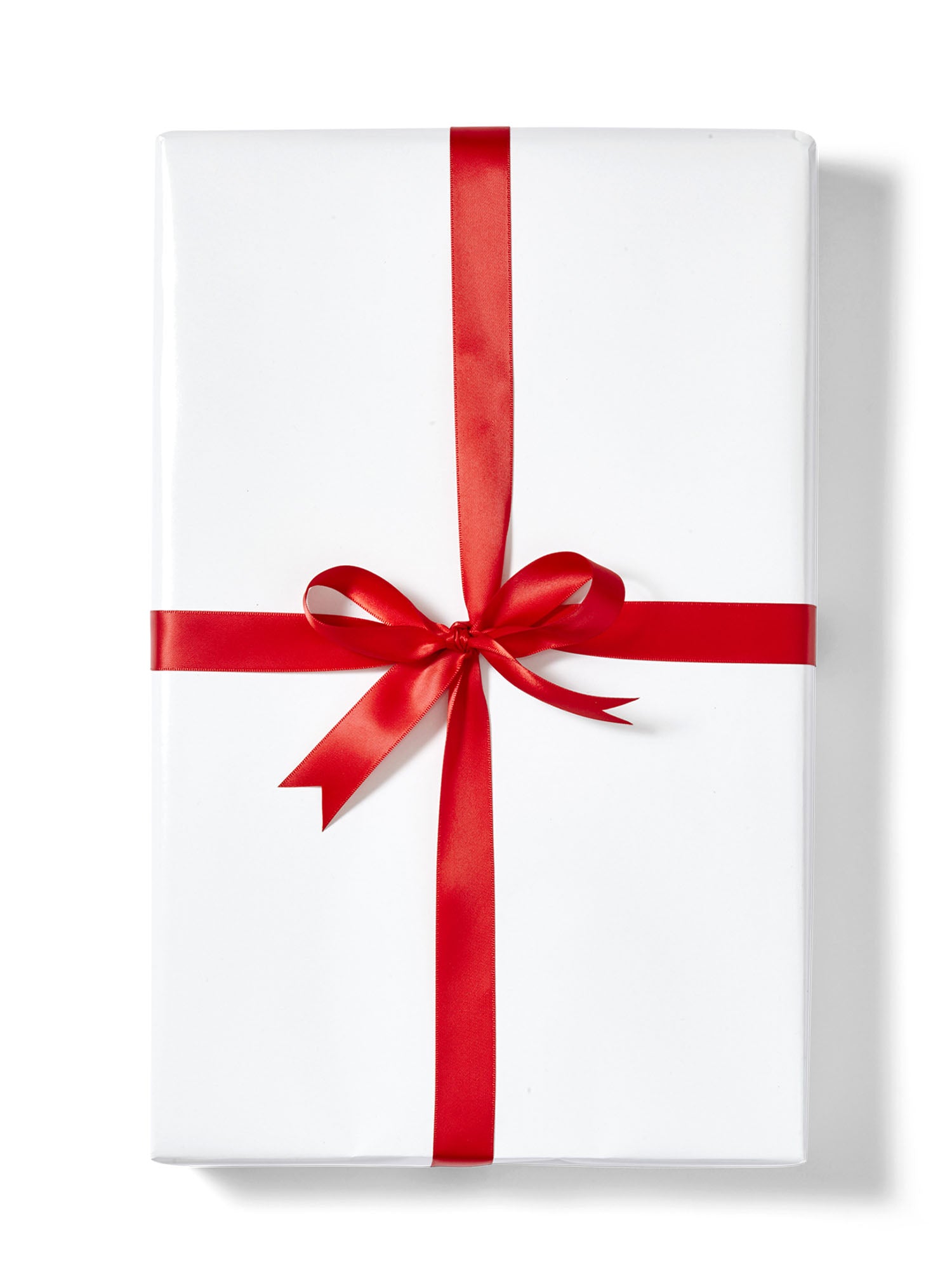 Gift Wrap White Gloss With Red Ribbon