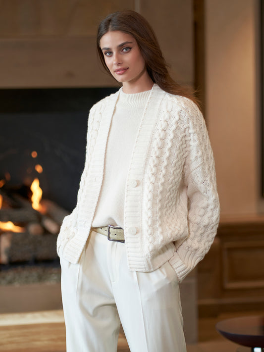 Blizzard Cashmere Cable Cardigan