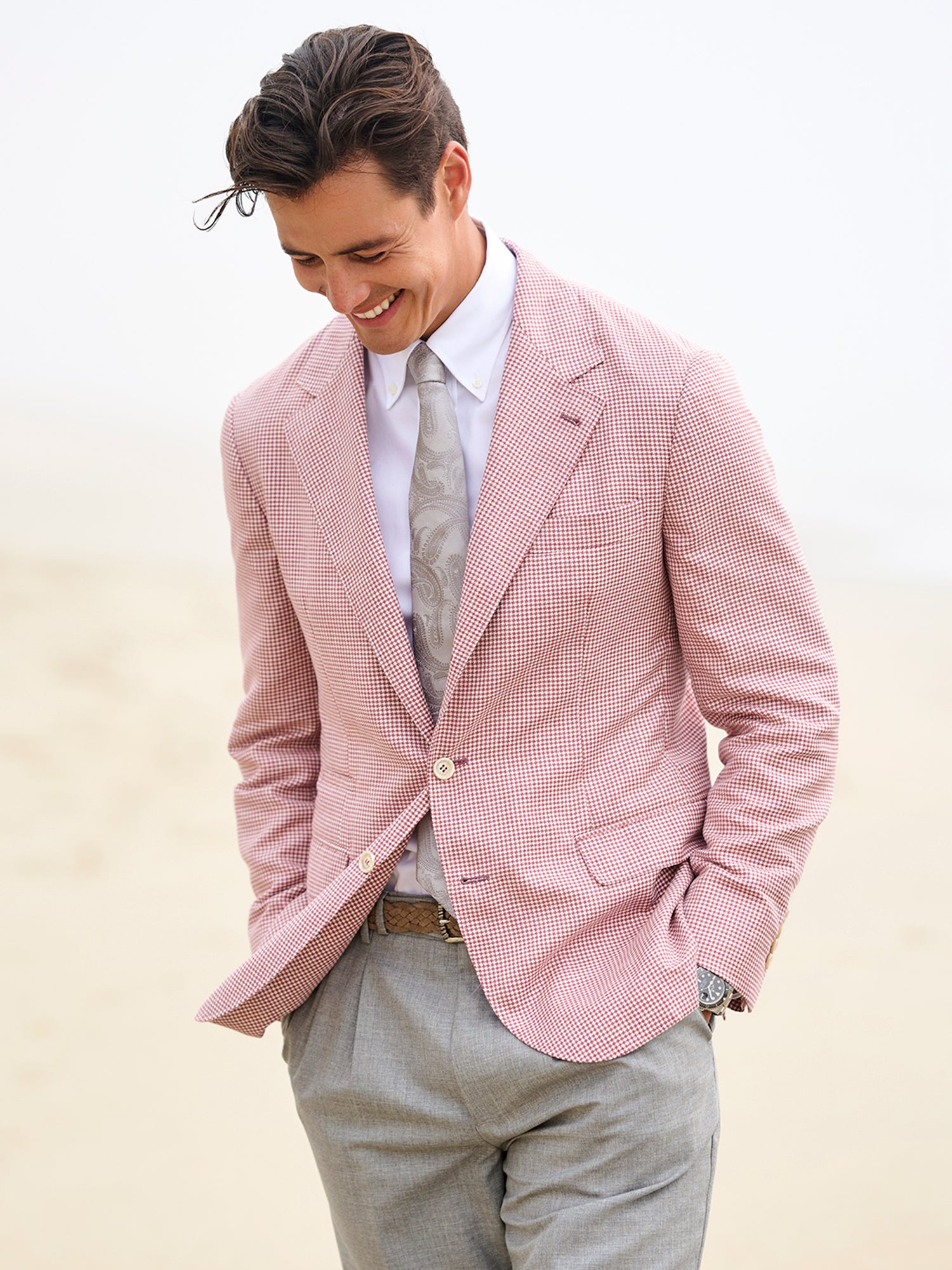 ボトムスその他 Brunello Cucinelli Tailored Houndstooth Blazer With Matching Houndstooth deconstructed blazer for Man in Red | Brunello