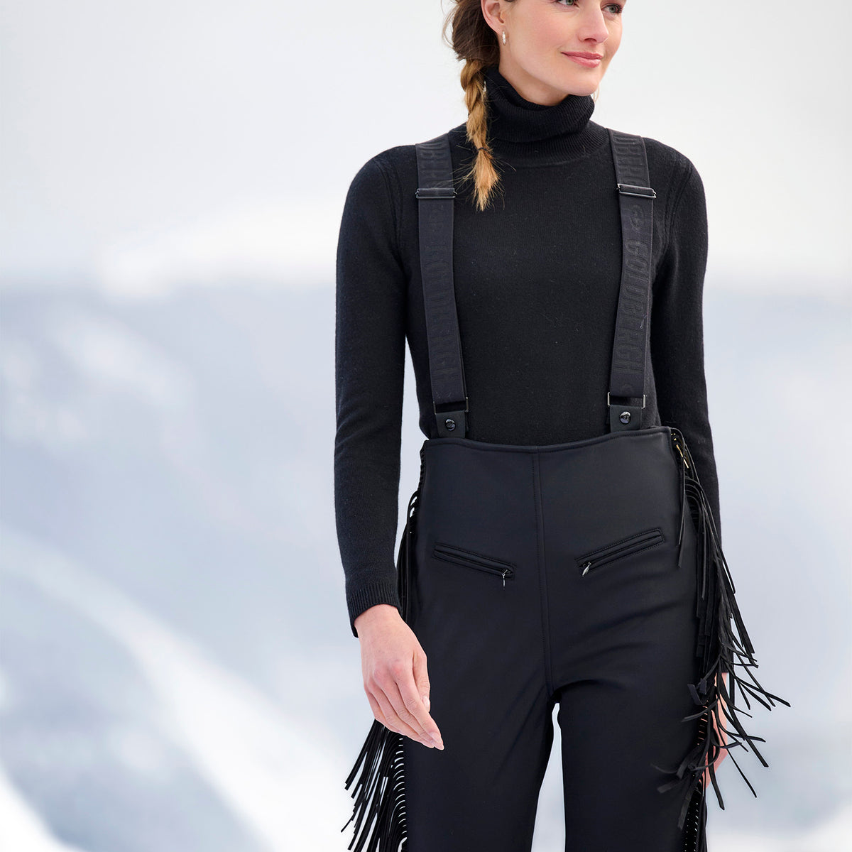 Goldbergh Ski Belt Logo Black and Gold Metallic for Ski Pants, Jacket, ski suit GOLDBERGH Bombardino hooded quilted metallic down ski jacket  main image 4