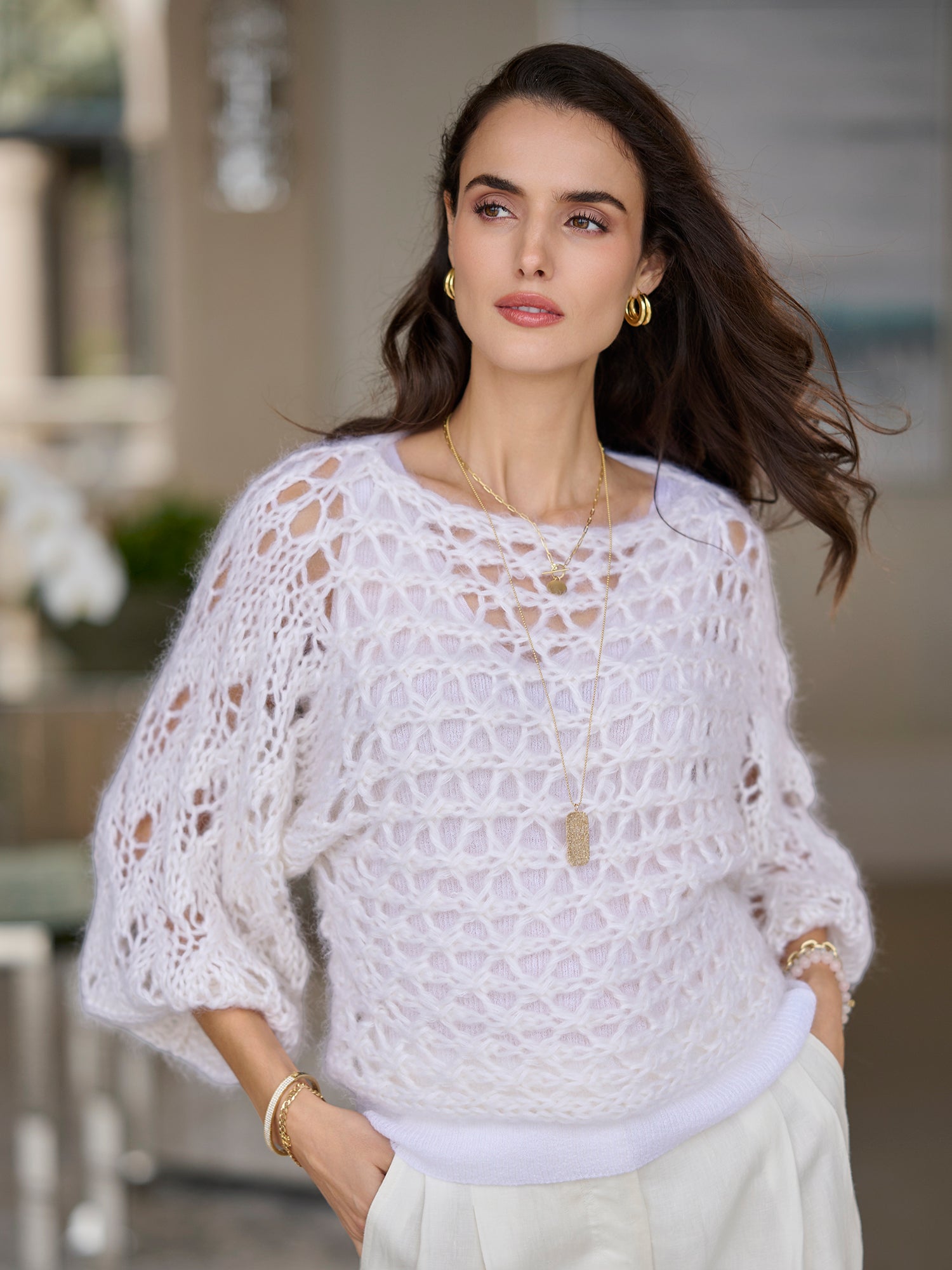 トップス Fetico MOHAIR SILK LACE KNIT SWEATER SP06_IRIS_LEVANTO_PO_WHT_086-