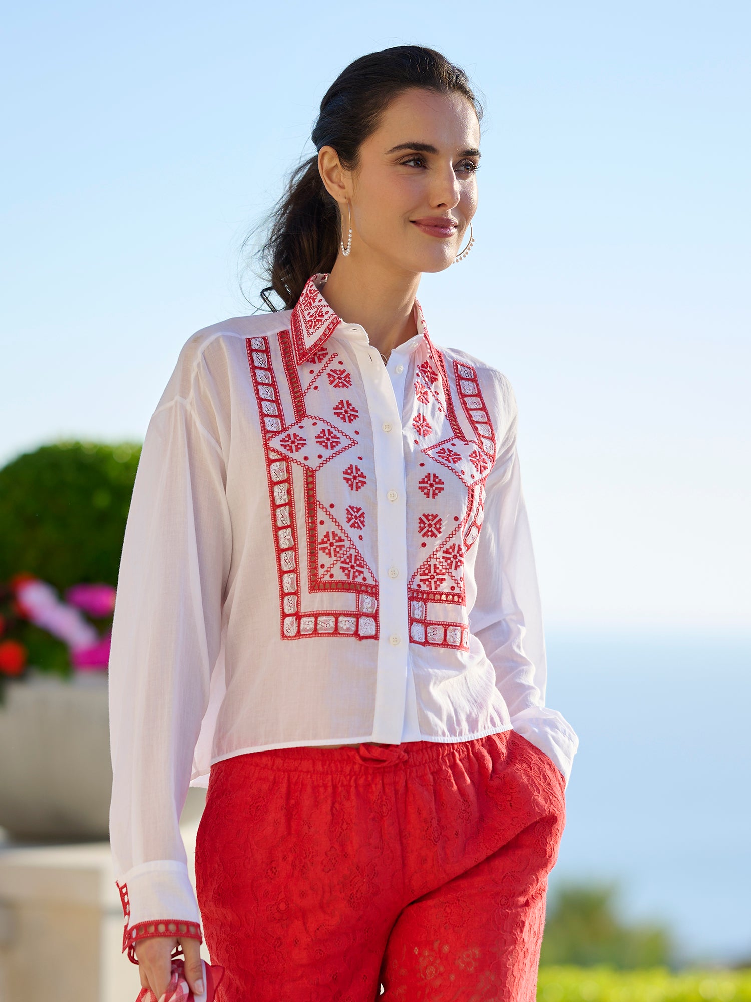 値下marge Decorative french sleeve cropped SP18_DELPHINE_RED_163-661-0635