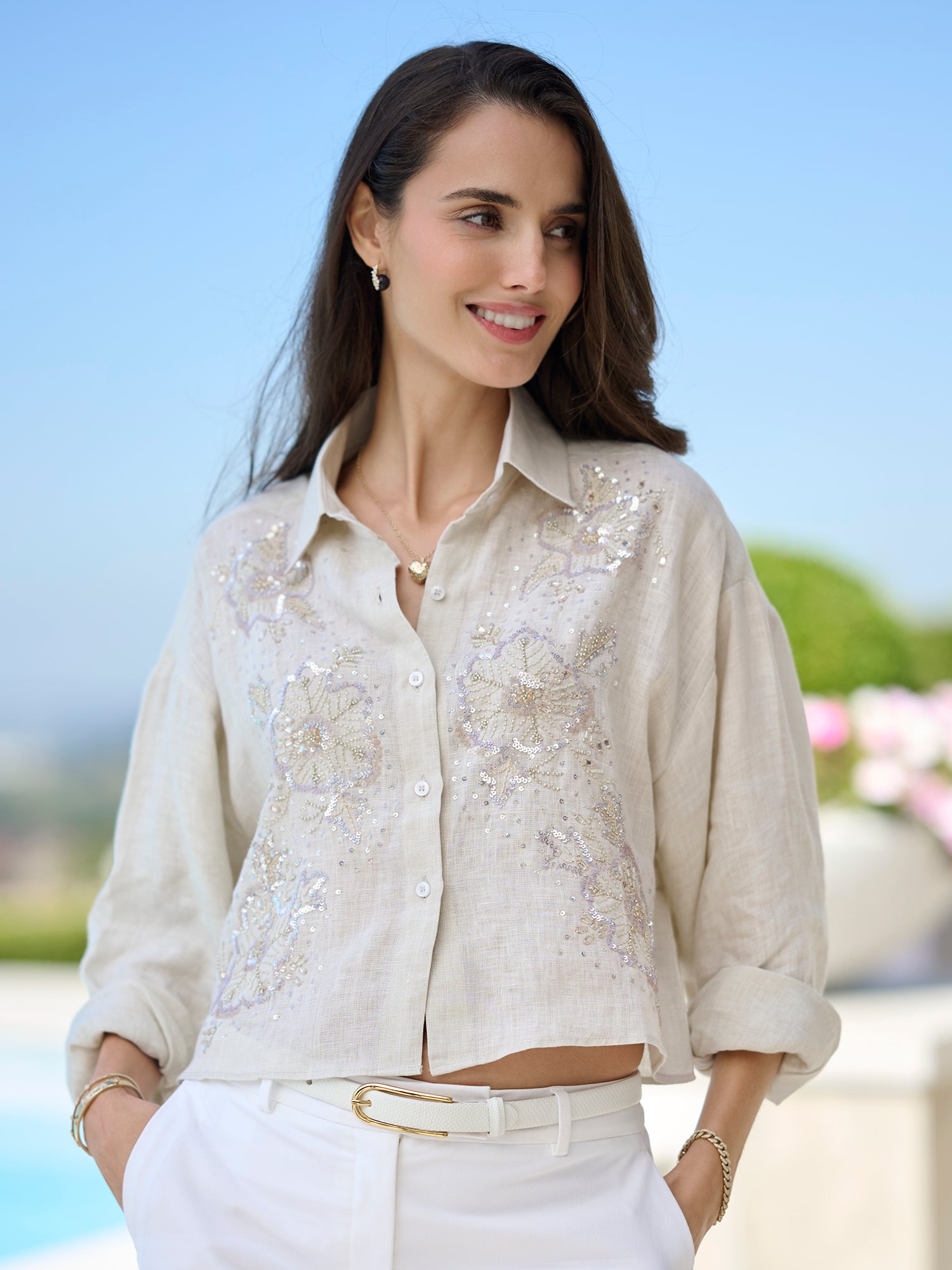 ＜6(ROKU)＞ LINEN VOLUME BLOUSE/ﾌﾞﾗｳｽ COTTON LINEN WIDE RELAX BLOUSE（コットンリネンワイドリラックス