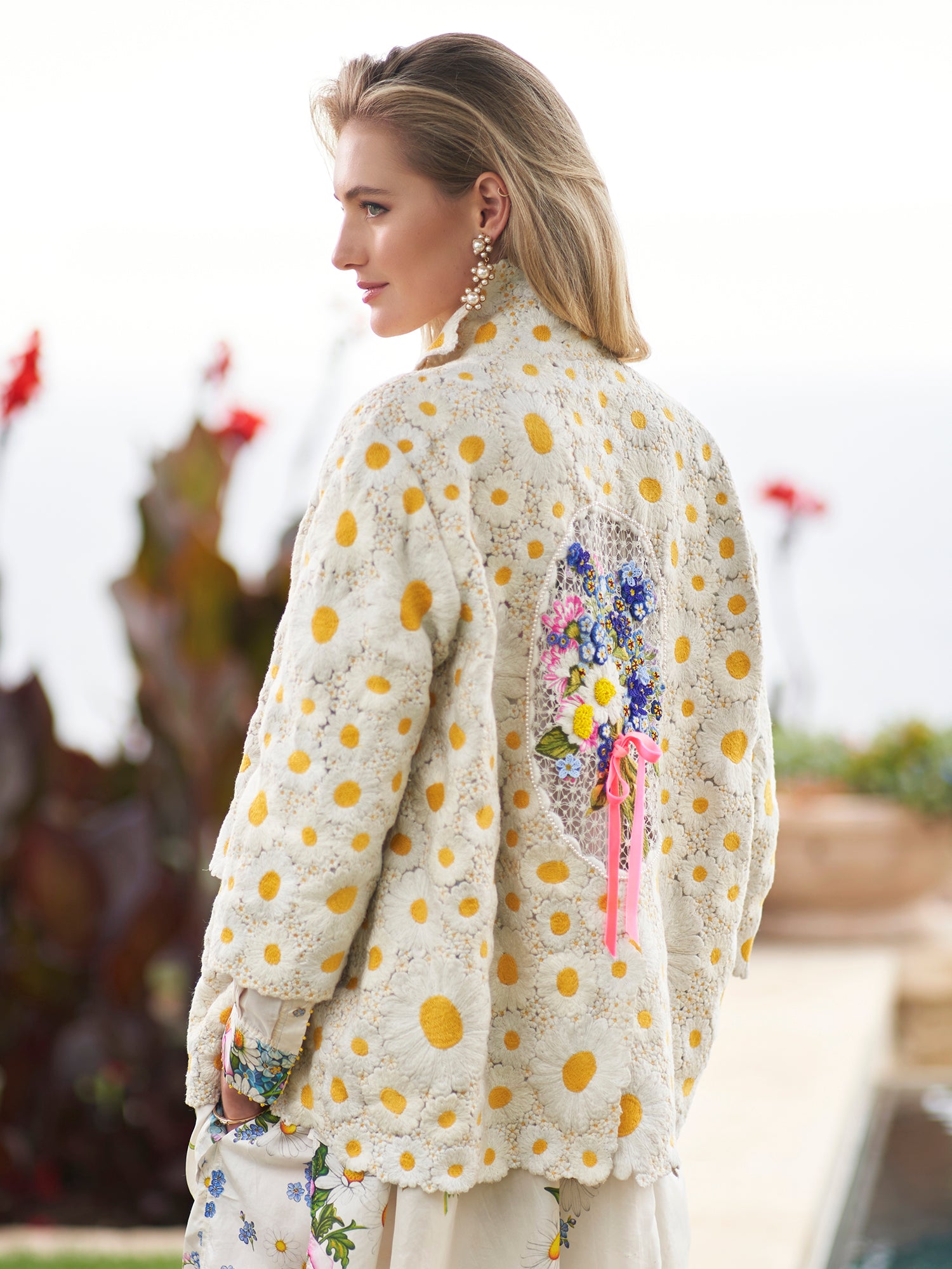 Embroidered Flower Field Single-Breasted Jacket - Ready-to-Wear