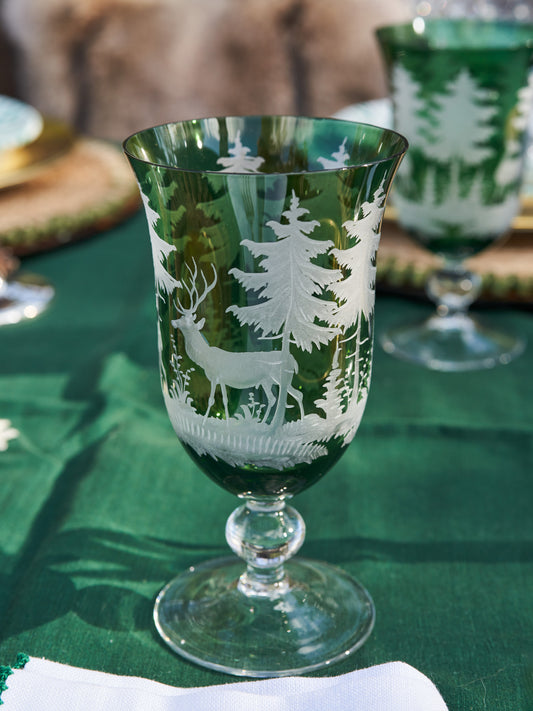 Engraved Crystal Stag Wine Glass