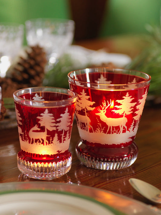 Small Engraved  Crystal Stag Votive