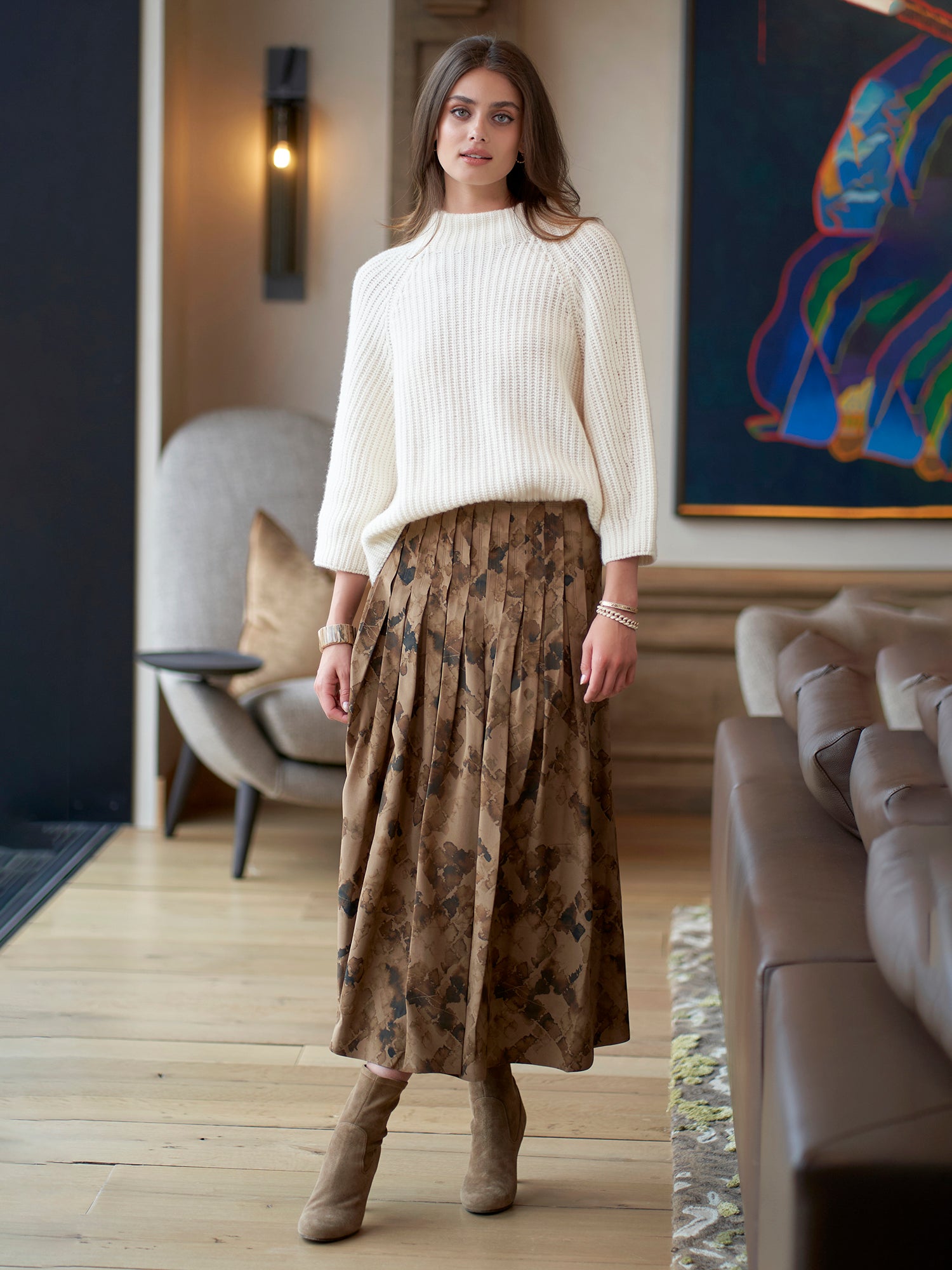 Margareta Printed Silk Skirt