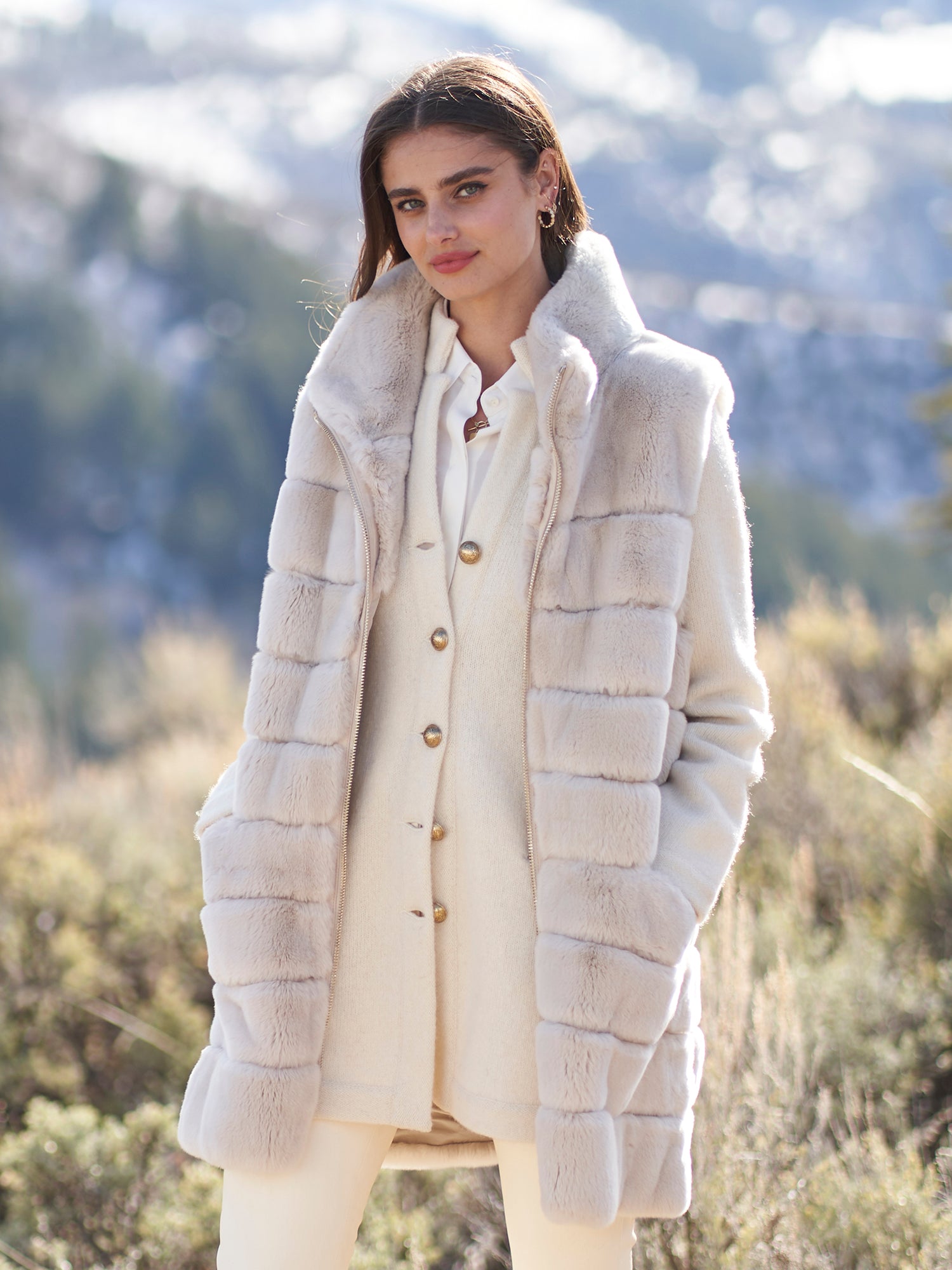 Full Length Two Toned Rex Rabbit Fur Coat