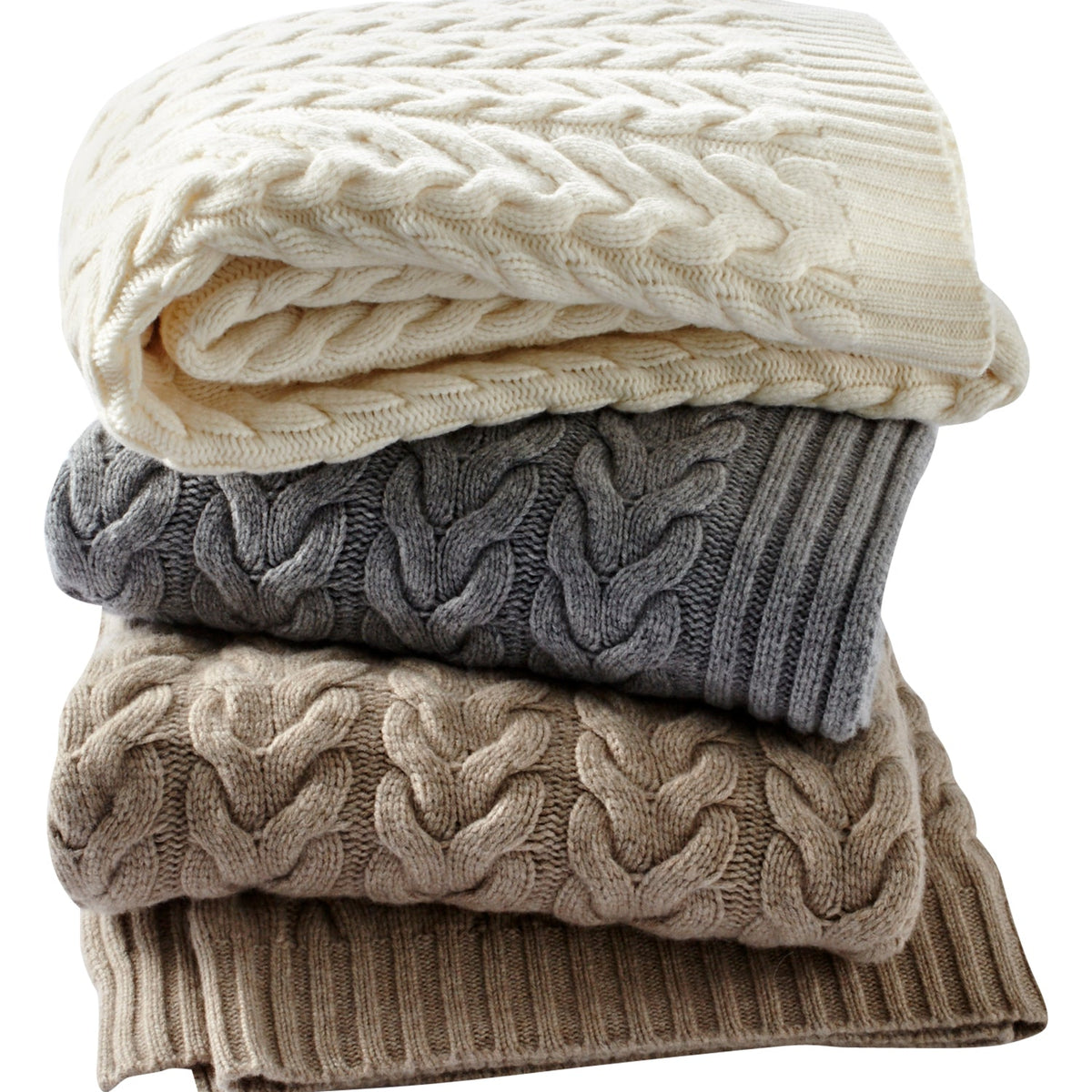 Classic Cashmere Cable Knit Throw