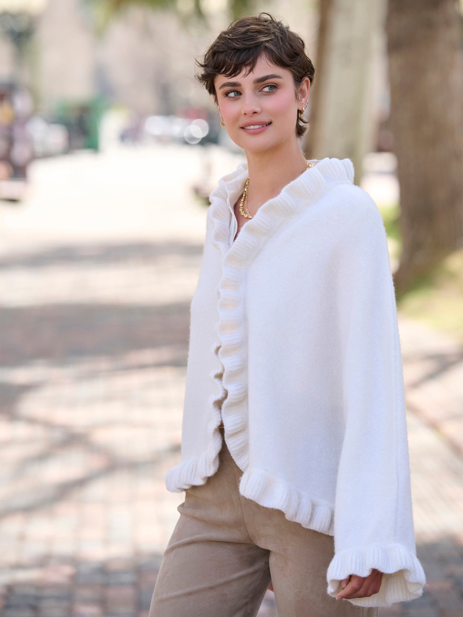 Philippa Ruffle Soft Wool Cardigan – Gorsuch