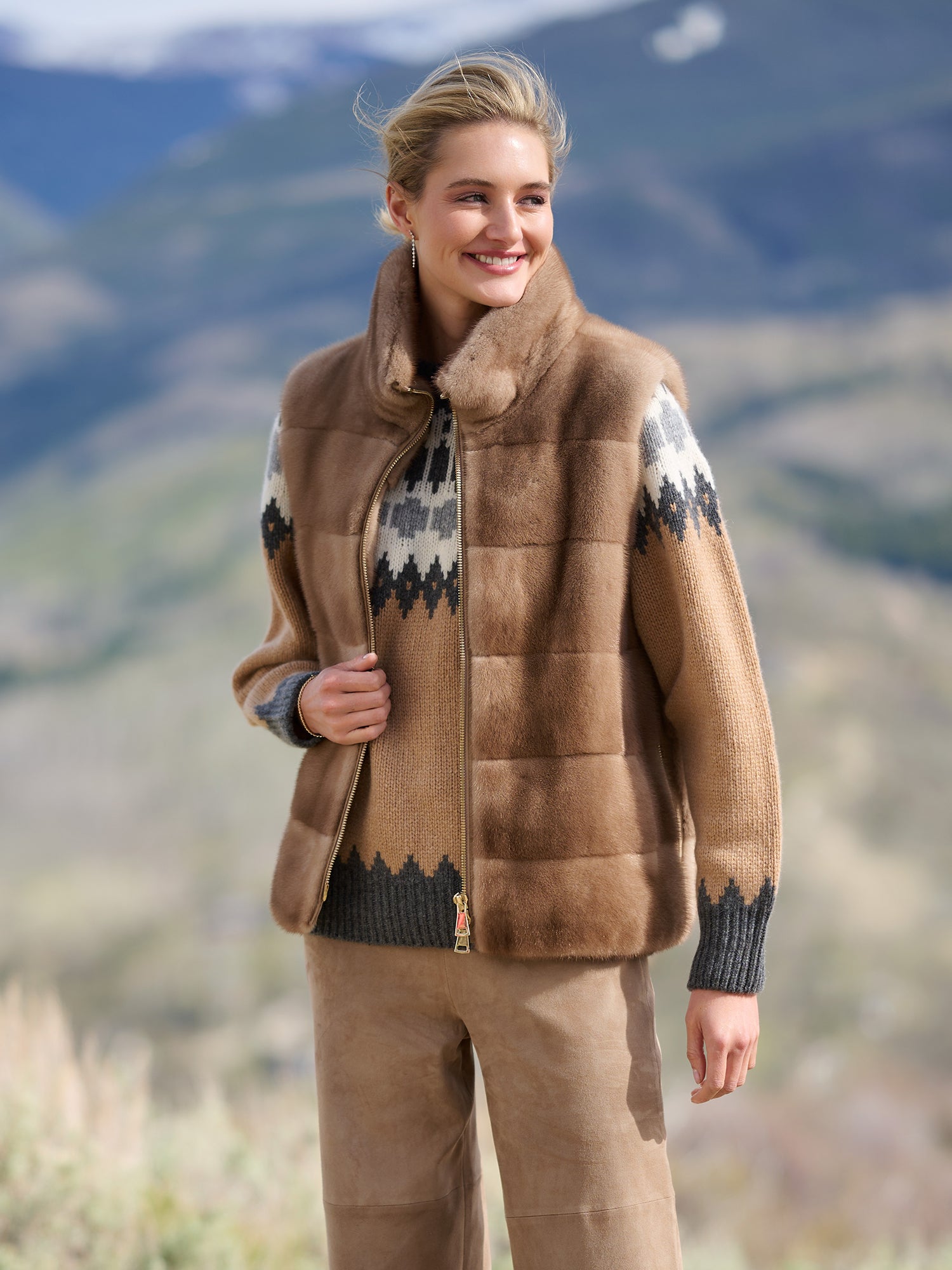 ジャケット・アウター MAATEE&SONS Ex. CASHMERE/MINK  VEST Sarah Mink Fur Vest – Gorsuch