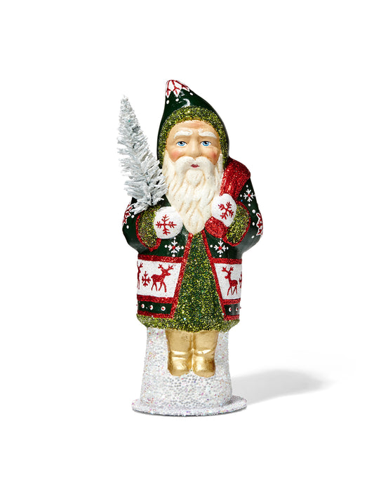 9" Glazed Green Santa