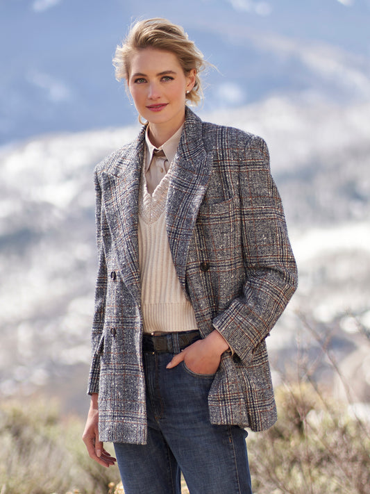 Double Breasted Plaid Blazer