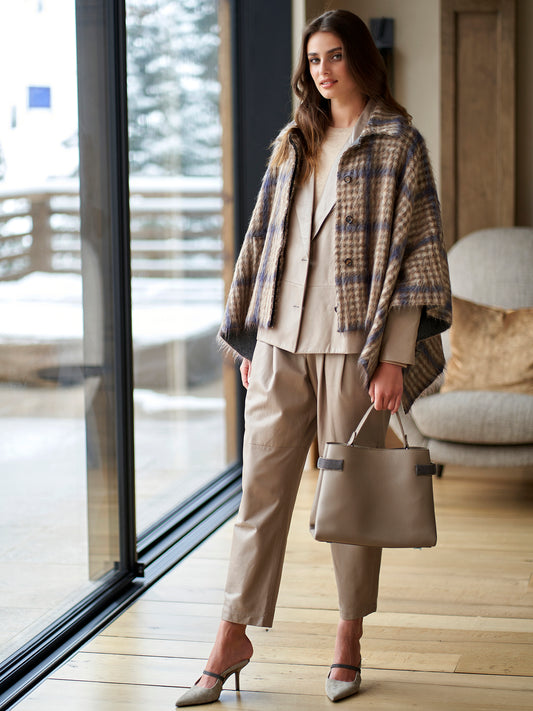 Plaid Mohair Poncho