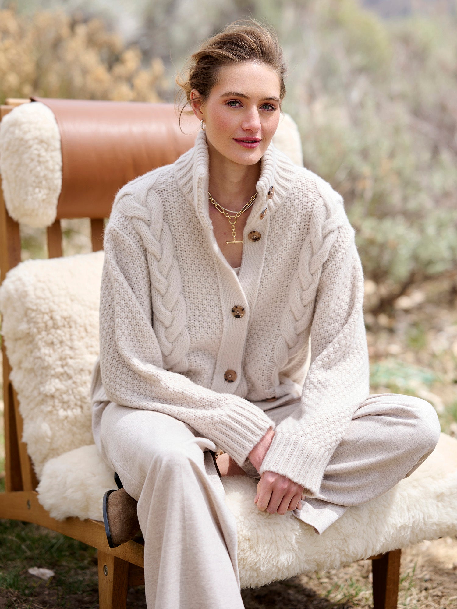 IRIS VON ARNIM アイリスフォンアルニムカシミヤ100%カーディガン Iris Von Arnim Arista Cashmere Cardigan in Chalk