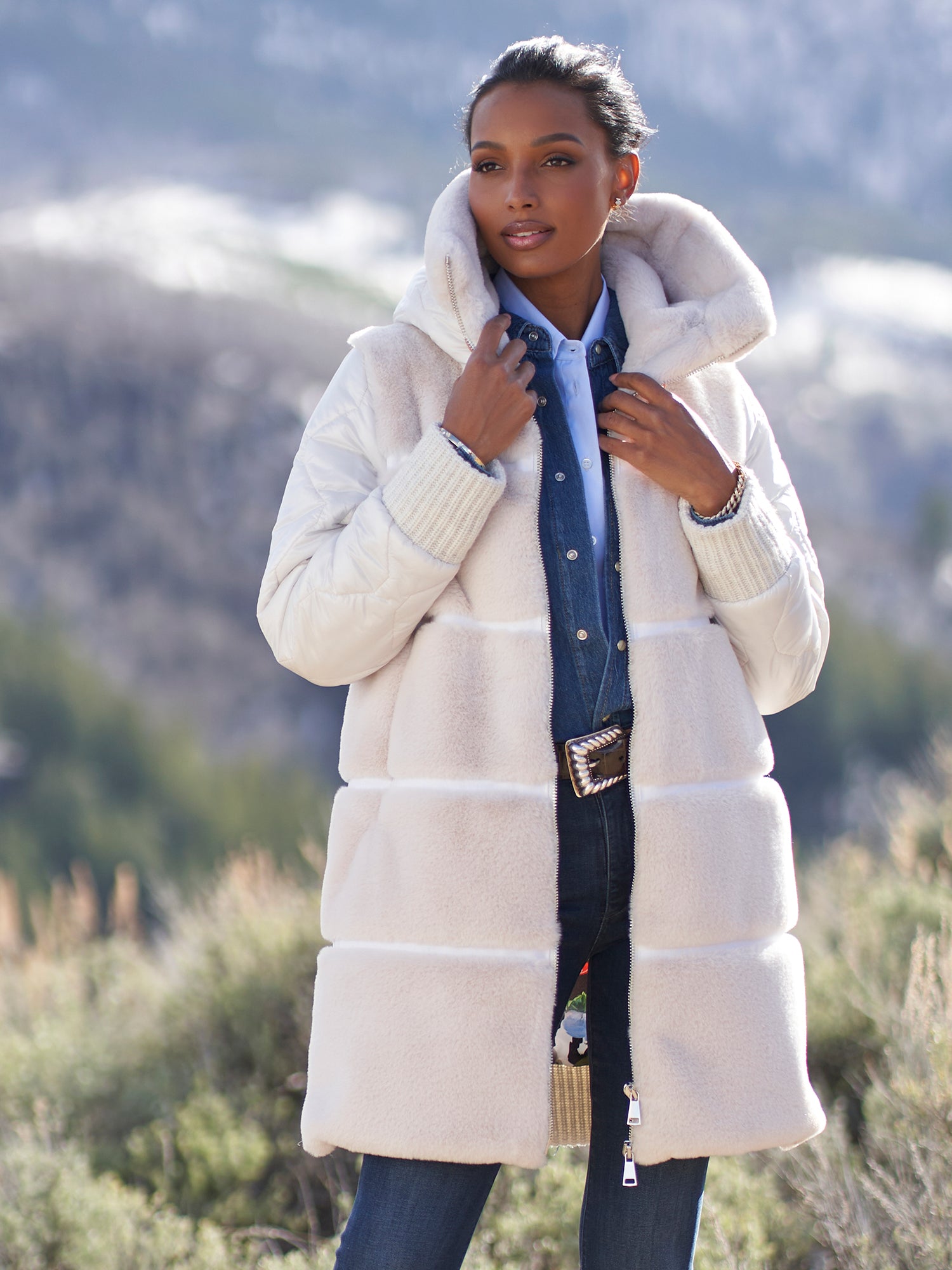 Faux Shearling Coat in White - Etro