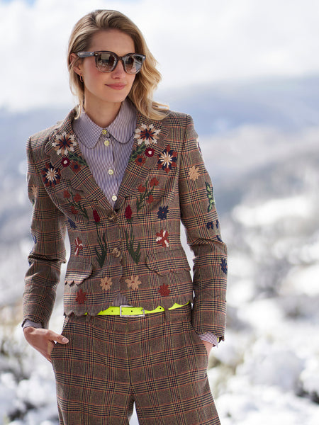 Mina Scallop Plaid Embroidered Blazer – Gorsuch