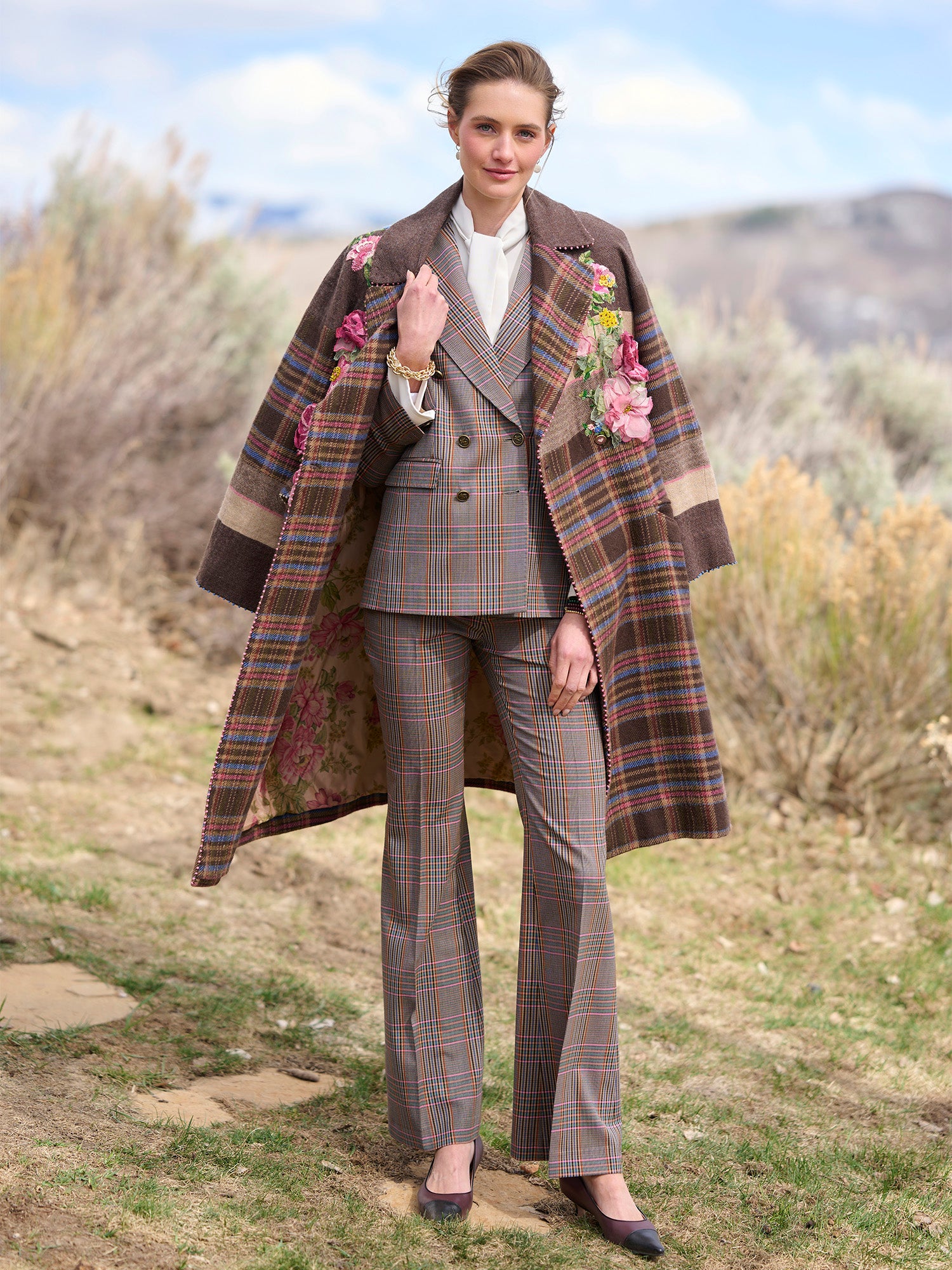 Eliana Embroidered Plaid Coat – Gorsuch
