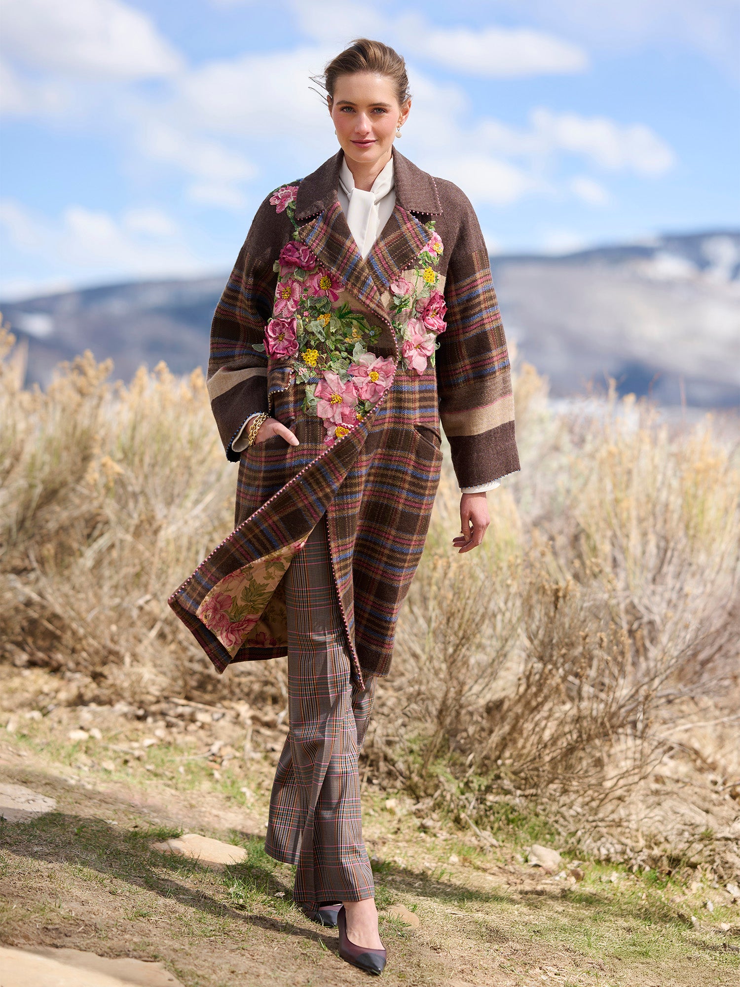 Eliana Embroidered Plaid Coat – Gorsuch