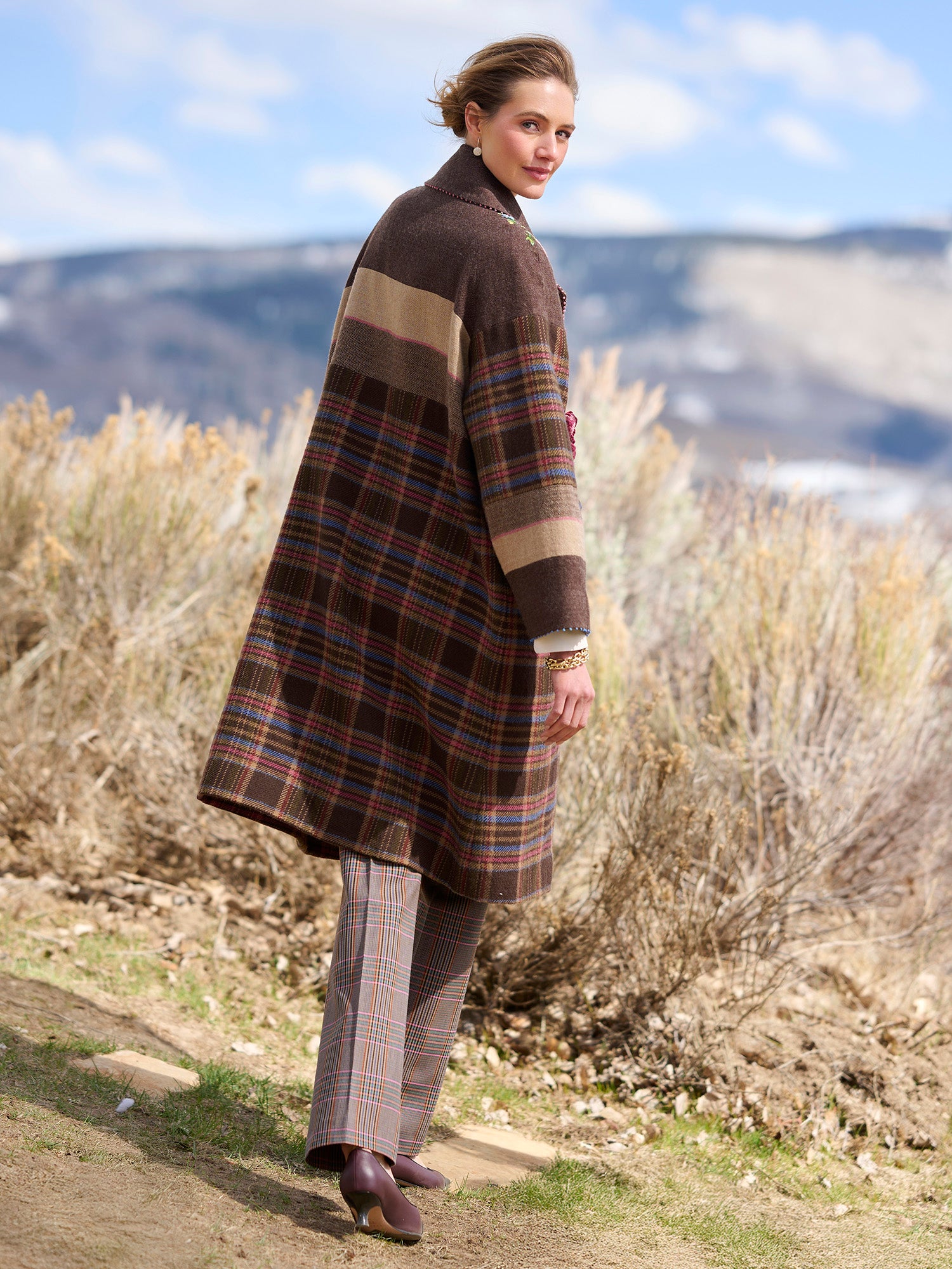 Eliana Embroidered Plaid Coat – Gorsuch
