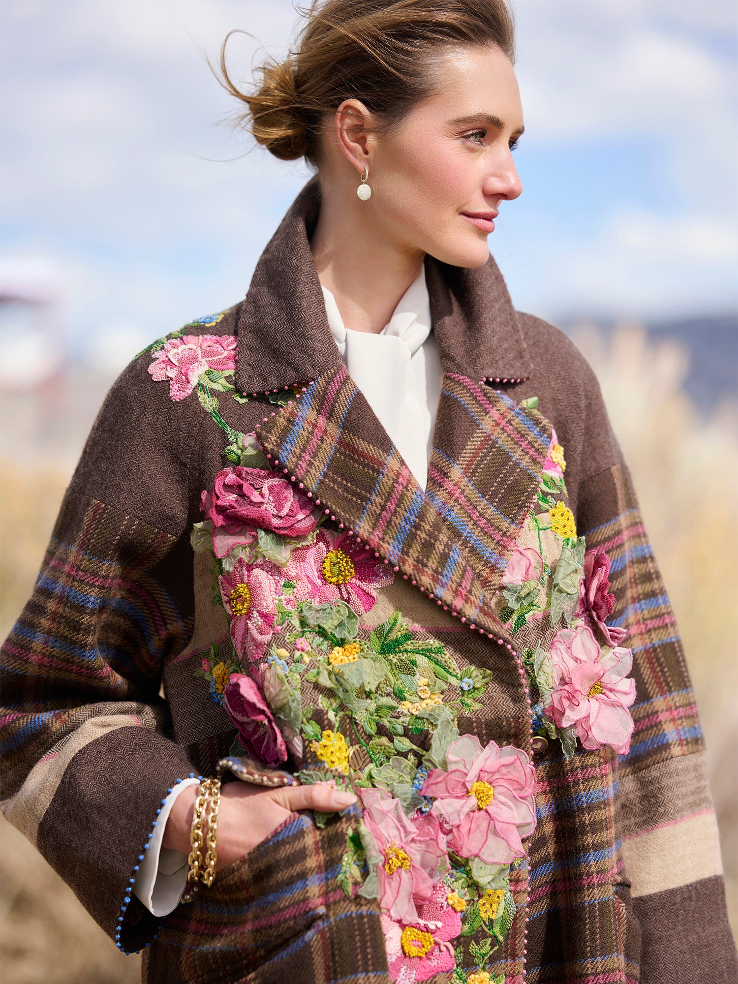 Eliana Embroidered Plaid Coat – Gorsuch