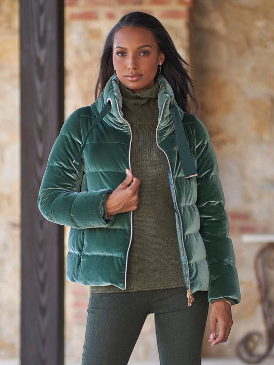 Thea Velvet Bomber Coat