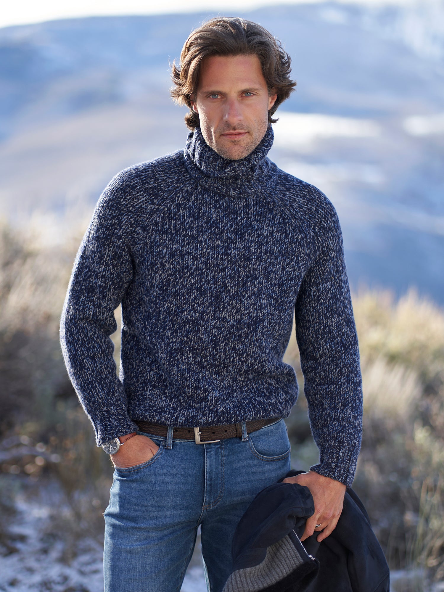Wool Chine Turtleneck Sweater
