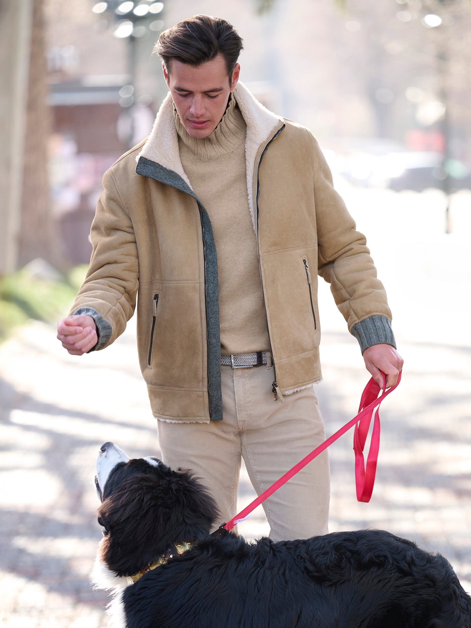 thetoe chamonix shaggy jacket/camel/Sサイズ Alvin Shearling Bomber Jacket – Gorsuch