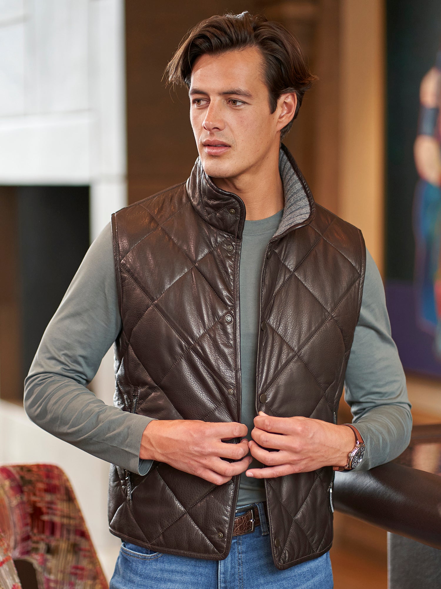 Yoli シルクベストYoli Silk wrap vest ブラック Moritz Leather Quilted Vest – Gorsuch