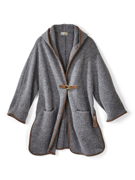 Eaphi high neck wool cape coat コートポンチョ Black Wool Cape Coat With High Collar, Plus Size Poncho