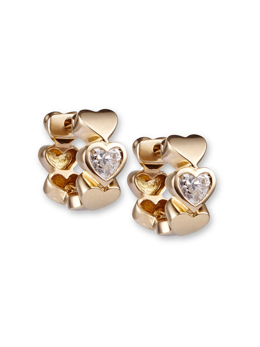 Diamond Heart Huggie Earrings