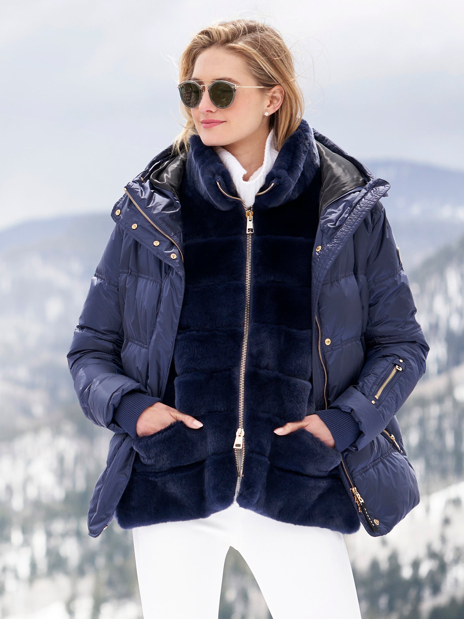 F. HITSUNA SKI WEAR ネイビー　上下 Ania Sport Shine Down Ski Jacket – Gorsuch