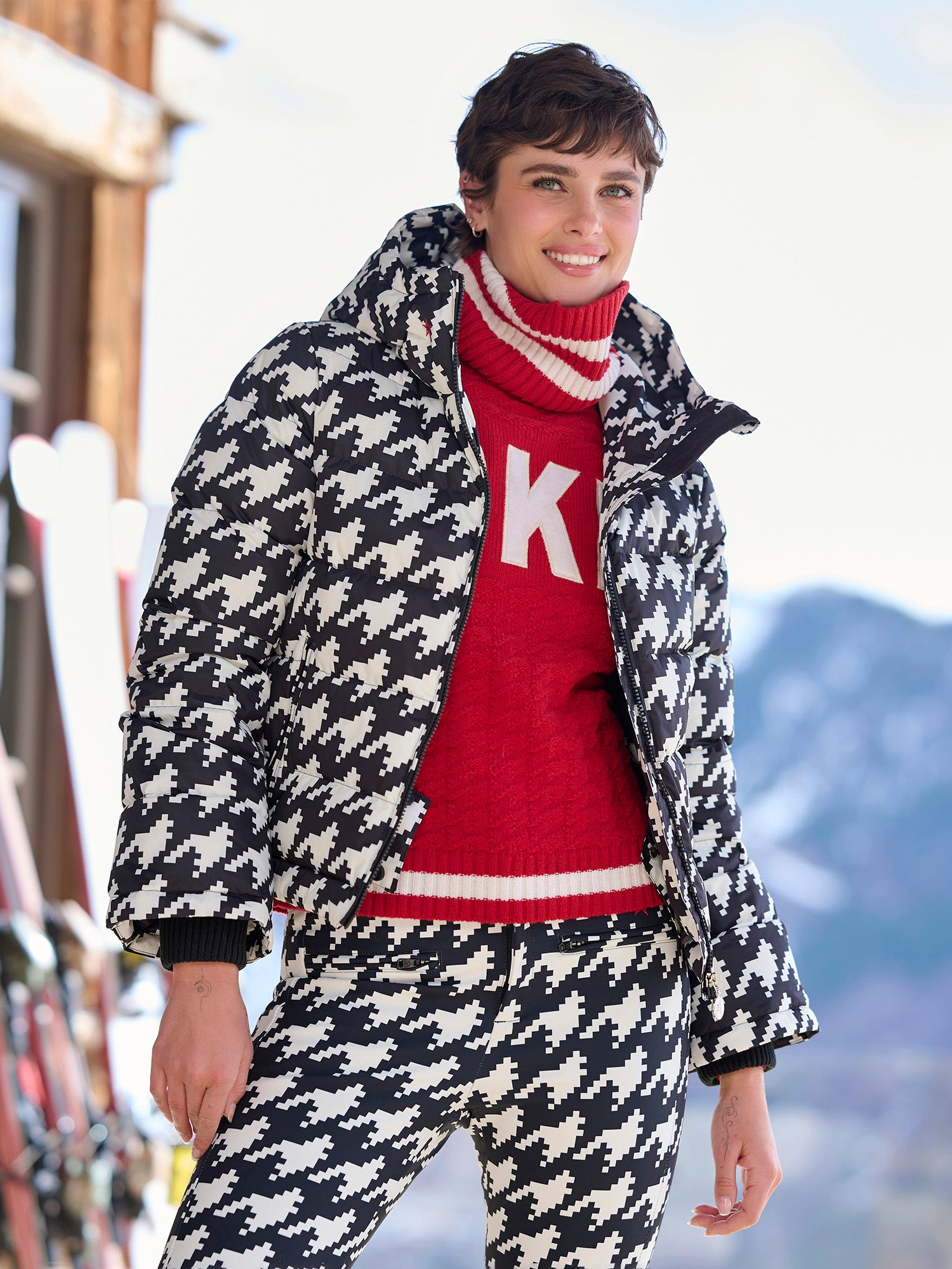 6 (ROKU) - 【ROKU】HOUNDSTOOTH JACKET PANTS セットアップ Houndstooth Polar Flare Down Ski Jacket – Gorsuch
