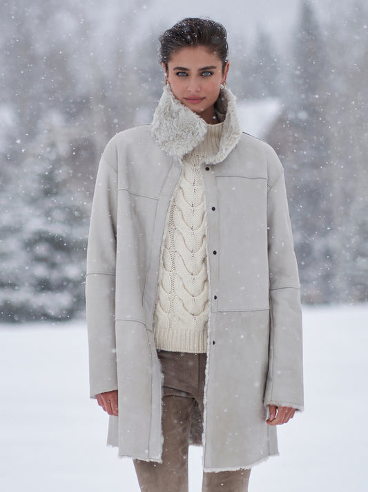 Helena Curly Lamb Reversible Coat