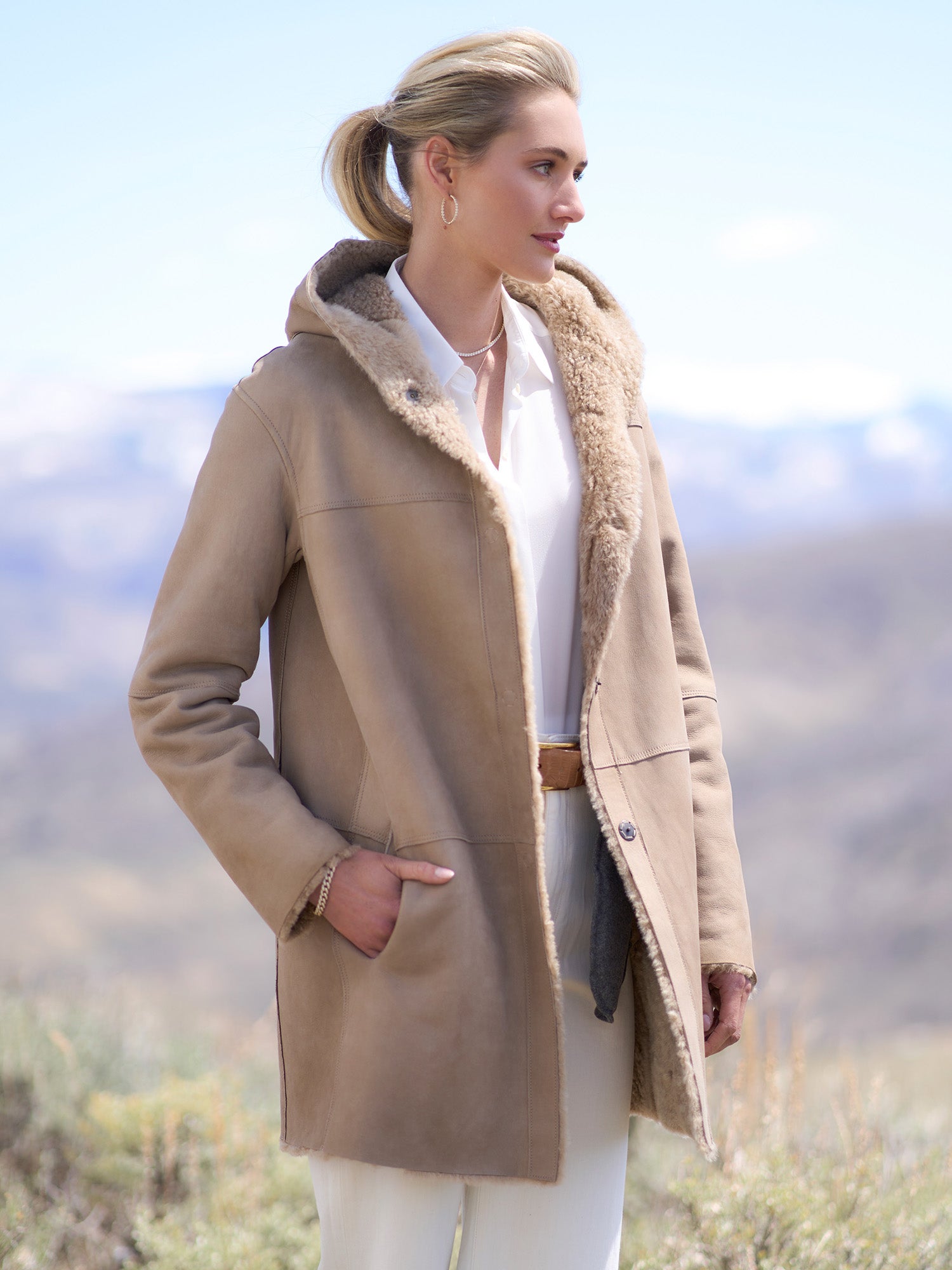 【DIAGONAL】24FW FUR SHEARLING COAT Olivera Reversible Shearling Coat