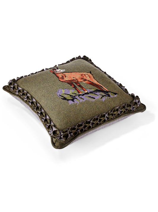 Stag Wool Fringe Pillow