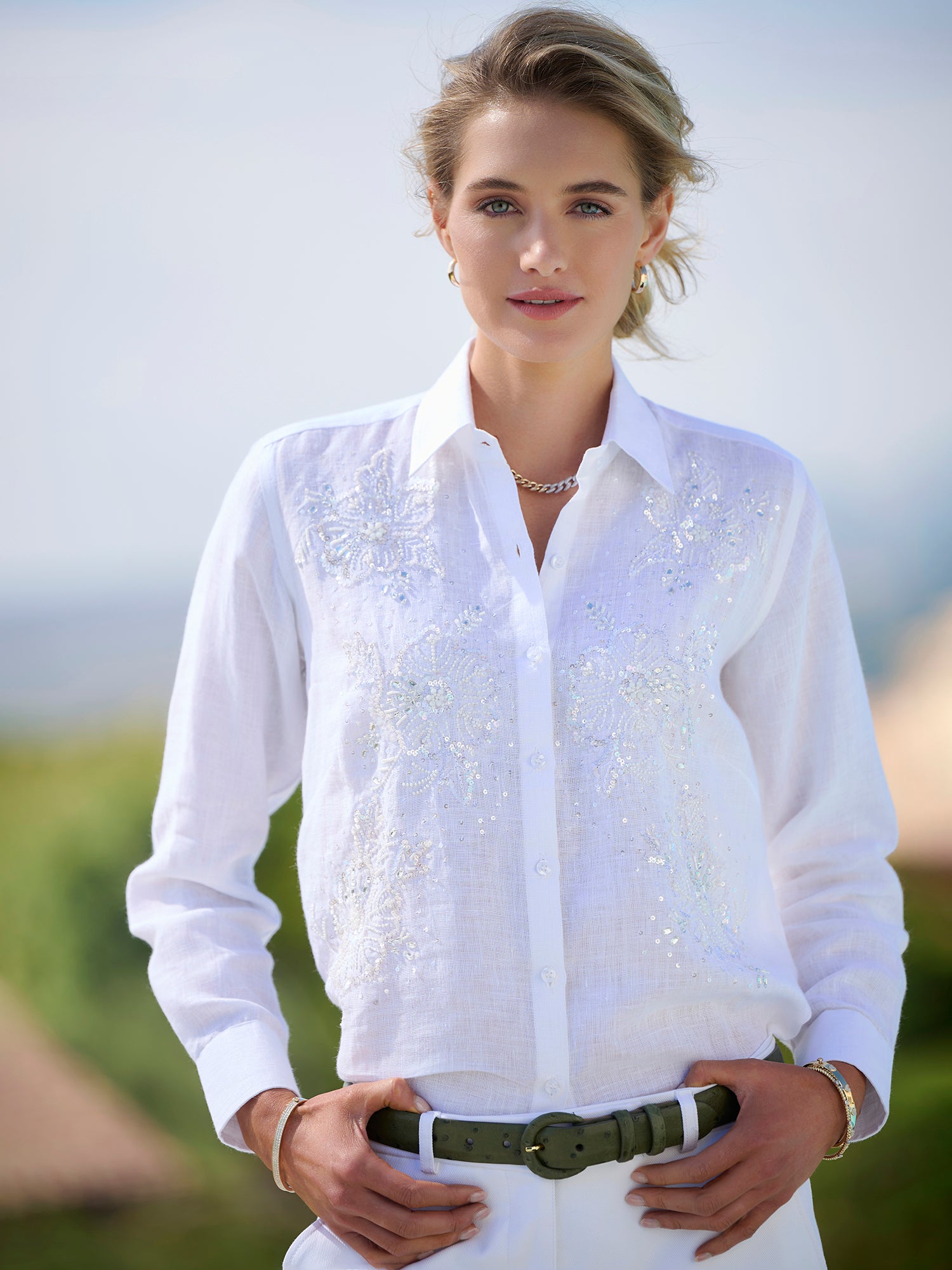 Agatha Beaded Linen Shirt – Gorsuch