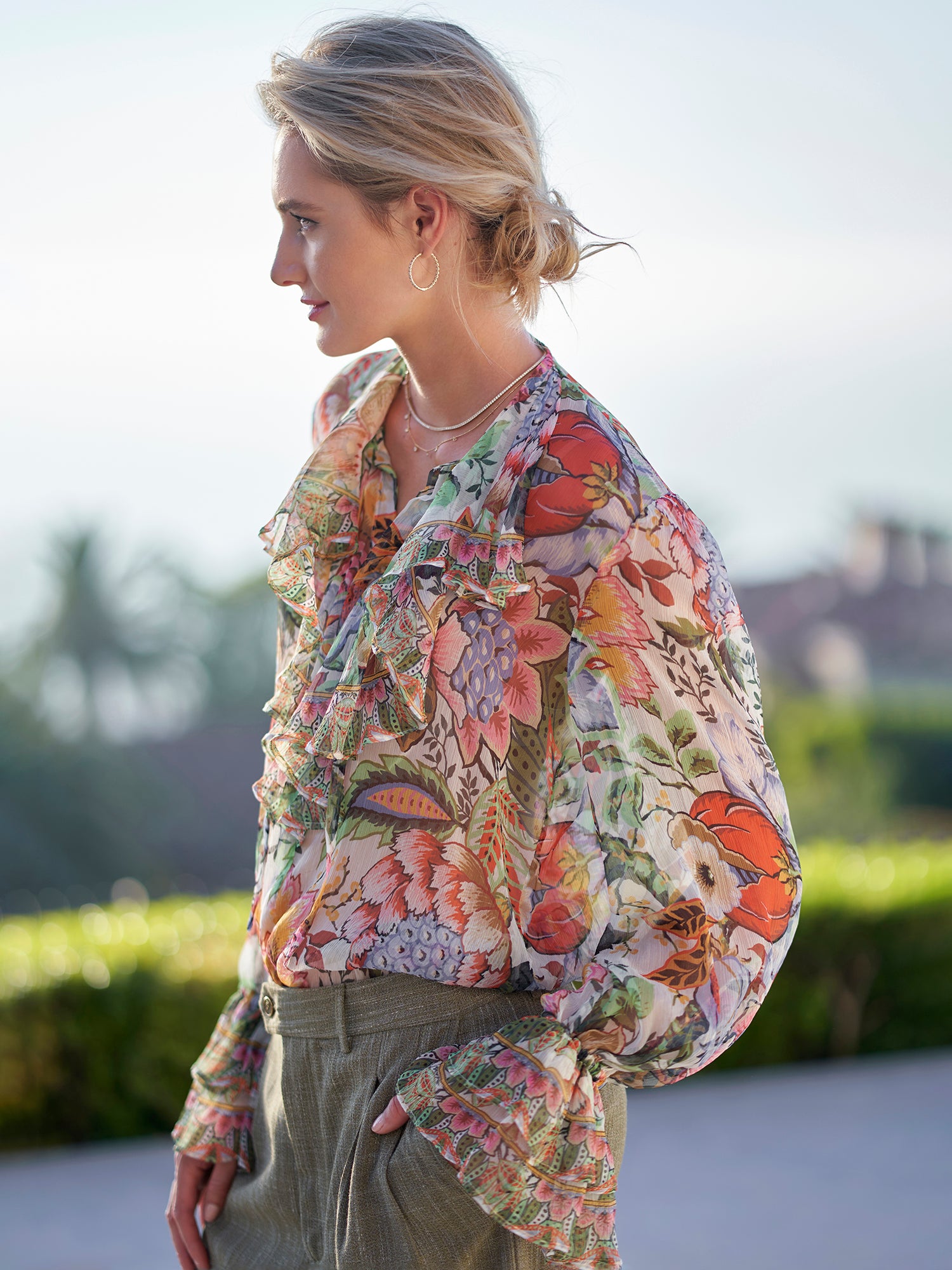 ETRO floral-print silk trousers - Green