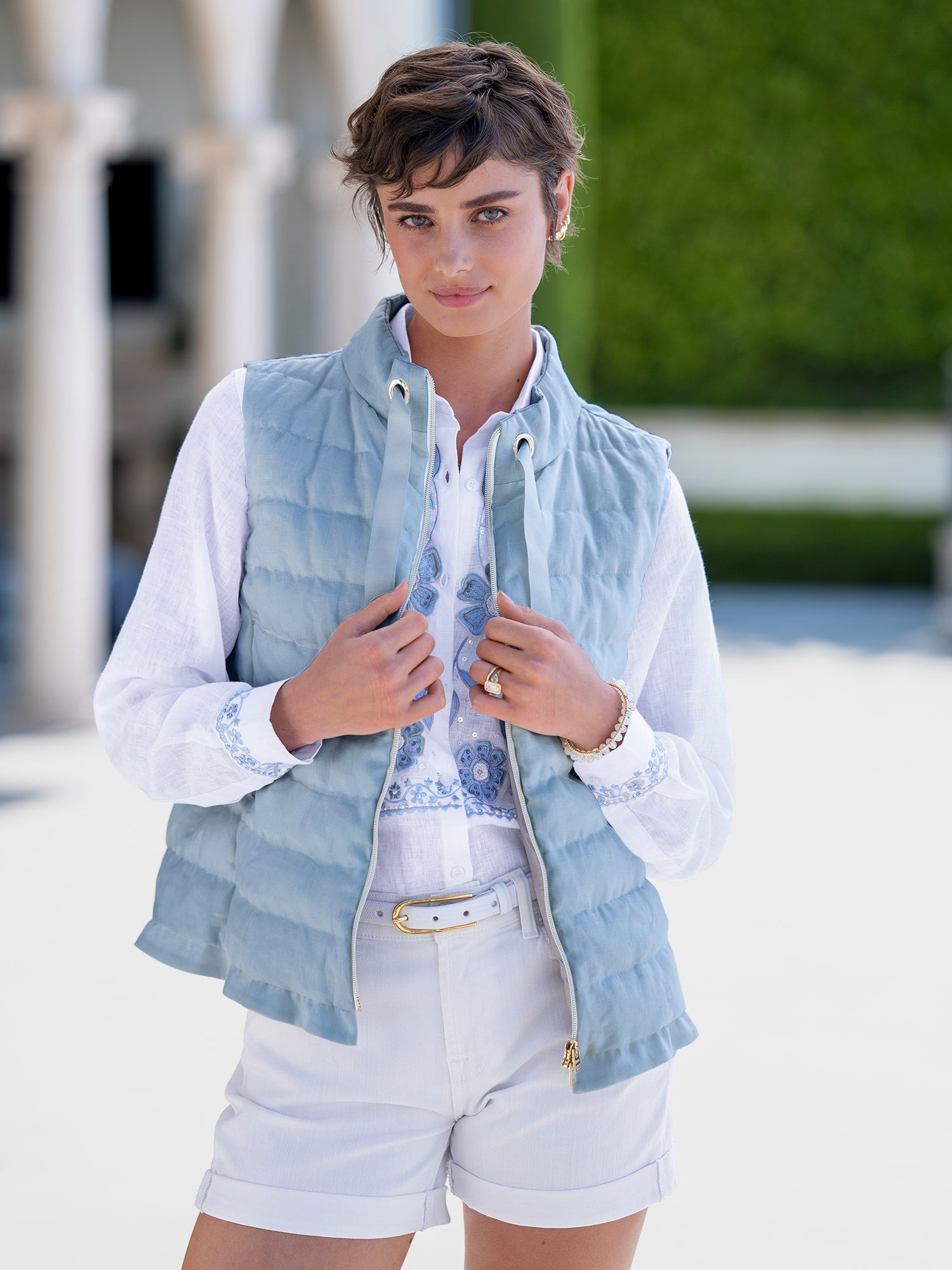 Krista Linen Ruffle Down Vest – Gorsuch