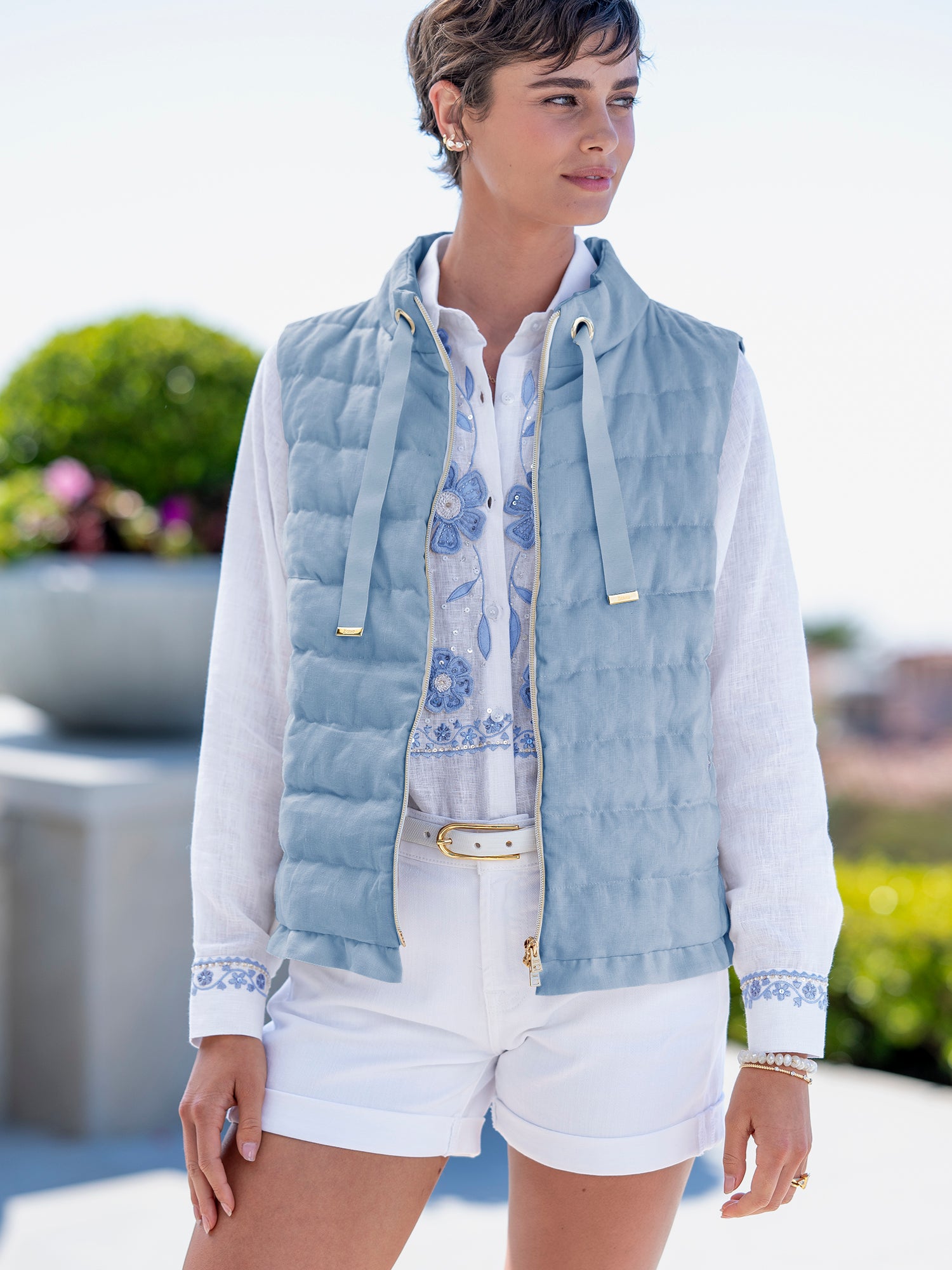 Krista Linen Ruffle Down Vest – Gorsuch