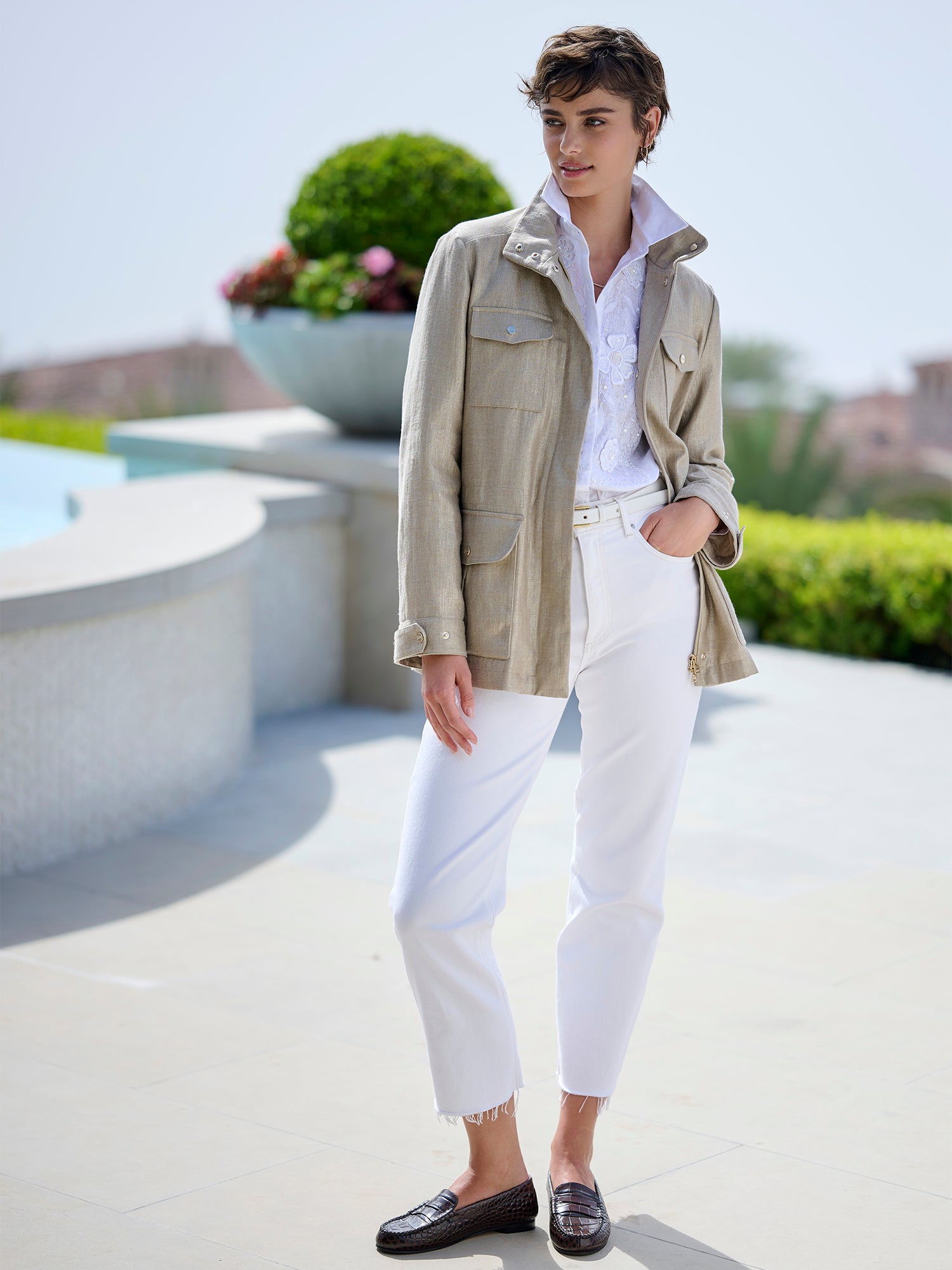 ジャケット・アウター deres 11th collection linen jacket sand deres 11th collection linen jacket sand