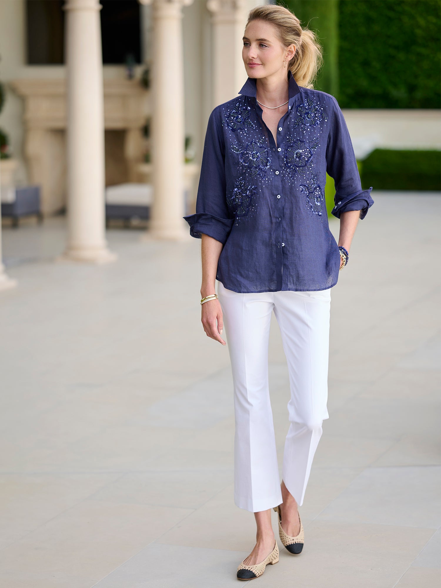Agatha Beaded Linen Shirt – Gorsuch
