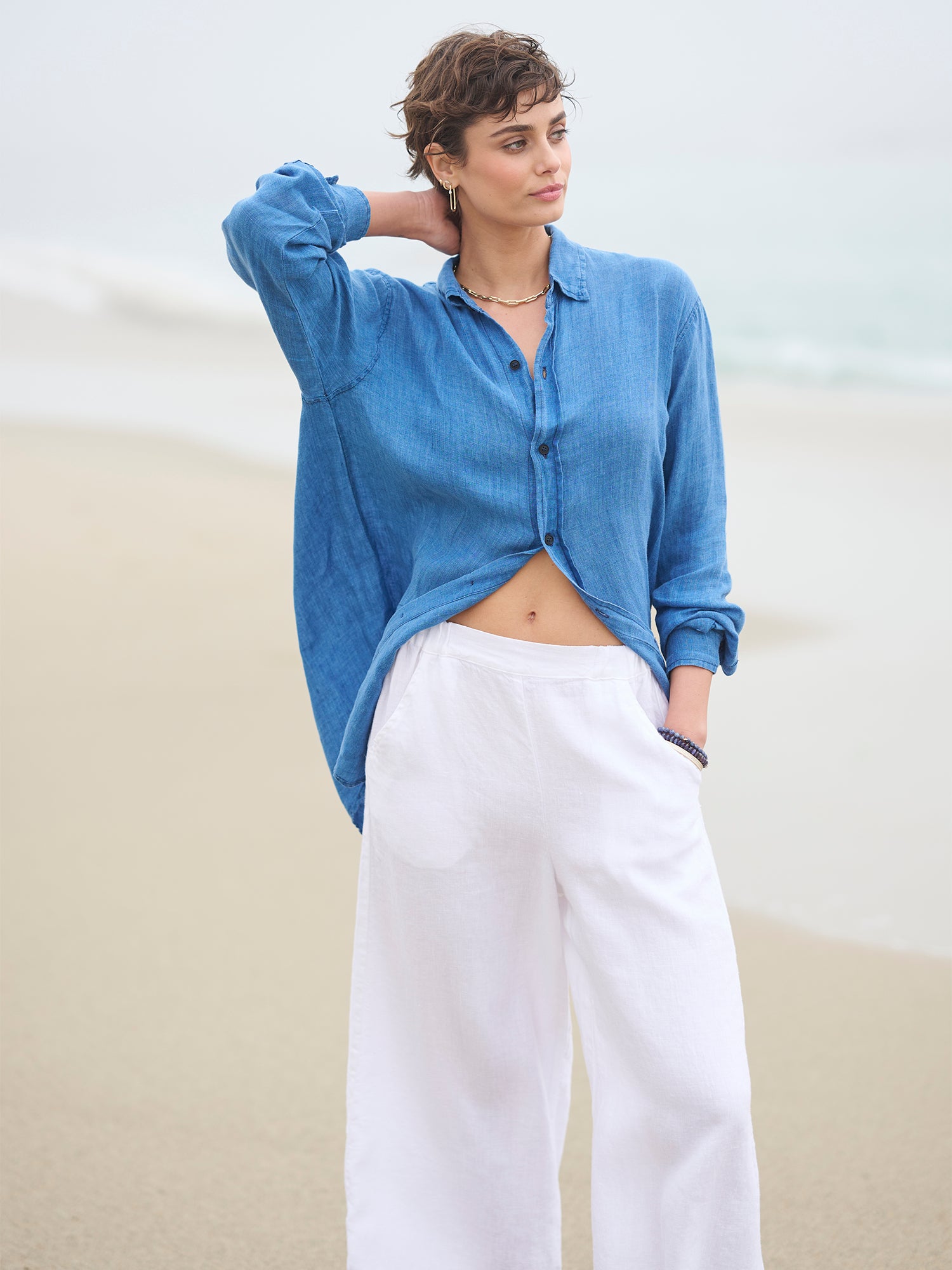 トップス CELLULOSE LAWN FRONT PLACKET SHIRT Cellulose Lawn Asymmetric Placket Shirt - BLACK 1 / 3