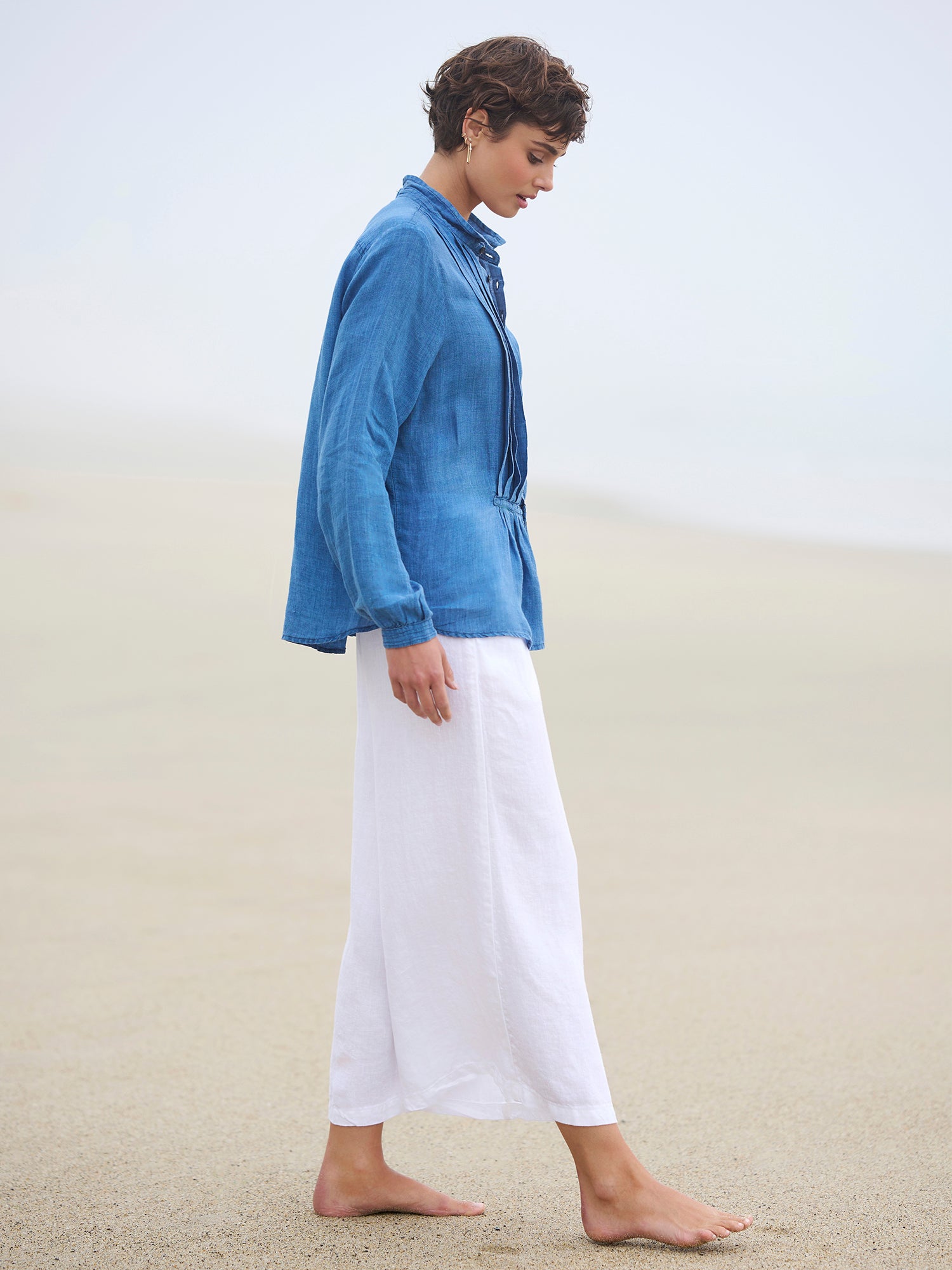 パンツ BRUSHED LINEN ZIP PANTS 02-blue ファッション BRUSHED LINEN ZIP PANTS