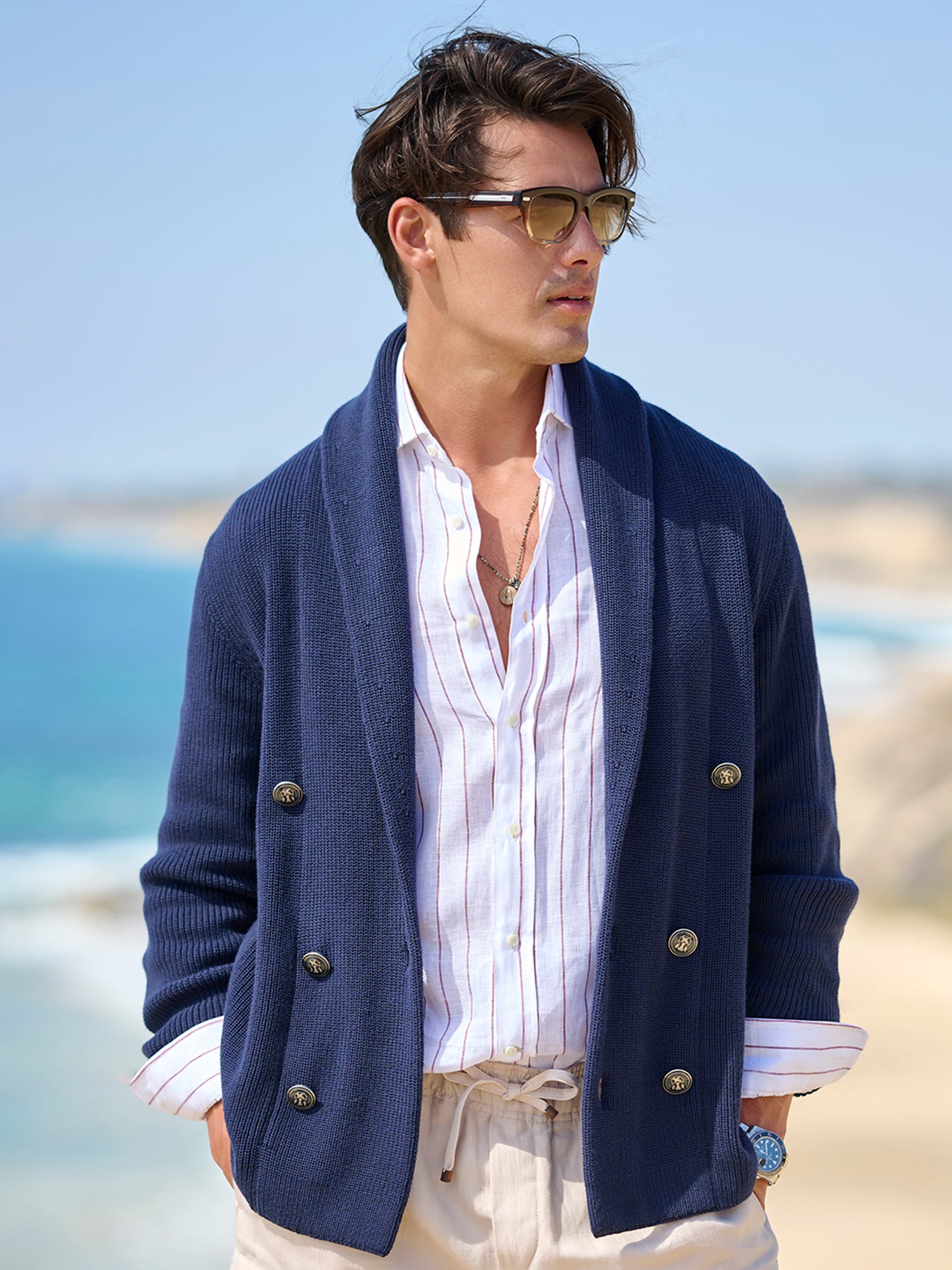 Rib-Knit Shawl Collar Cardigan – Gorsuch