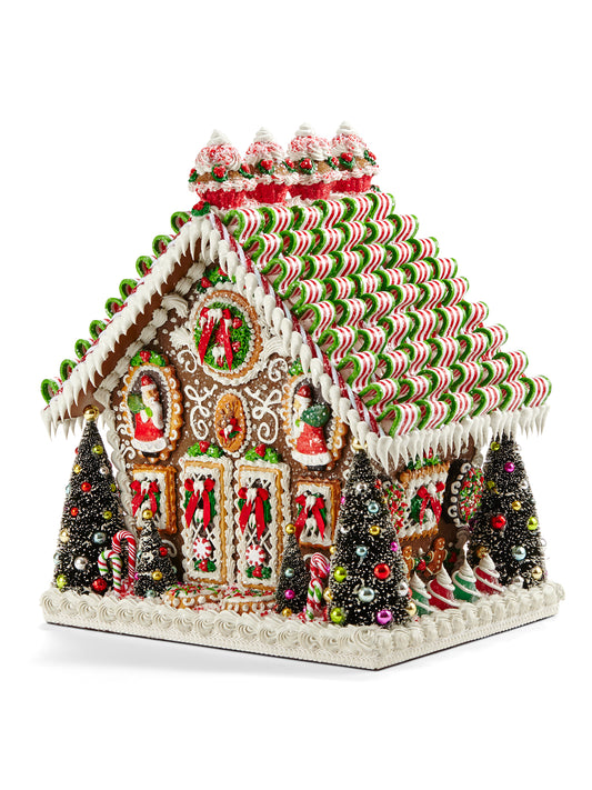 Green Ribbon Candy Gingerbread House