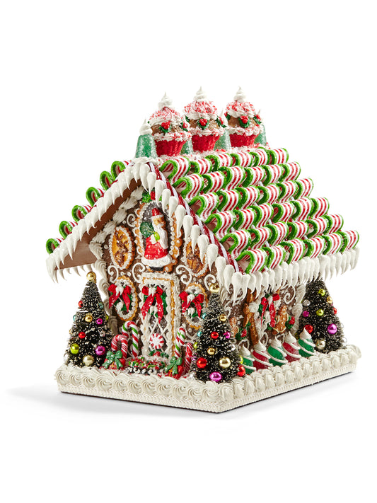 Green Ribbon Candy Gingerbread House