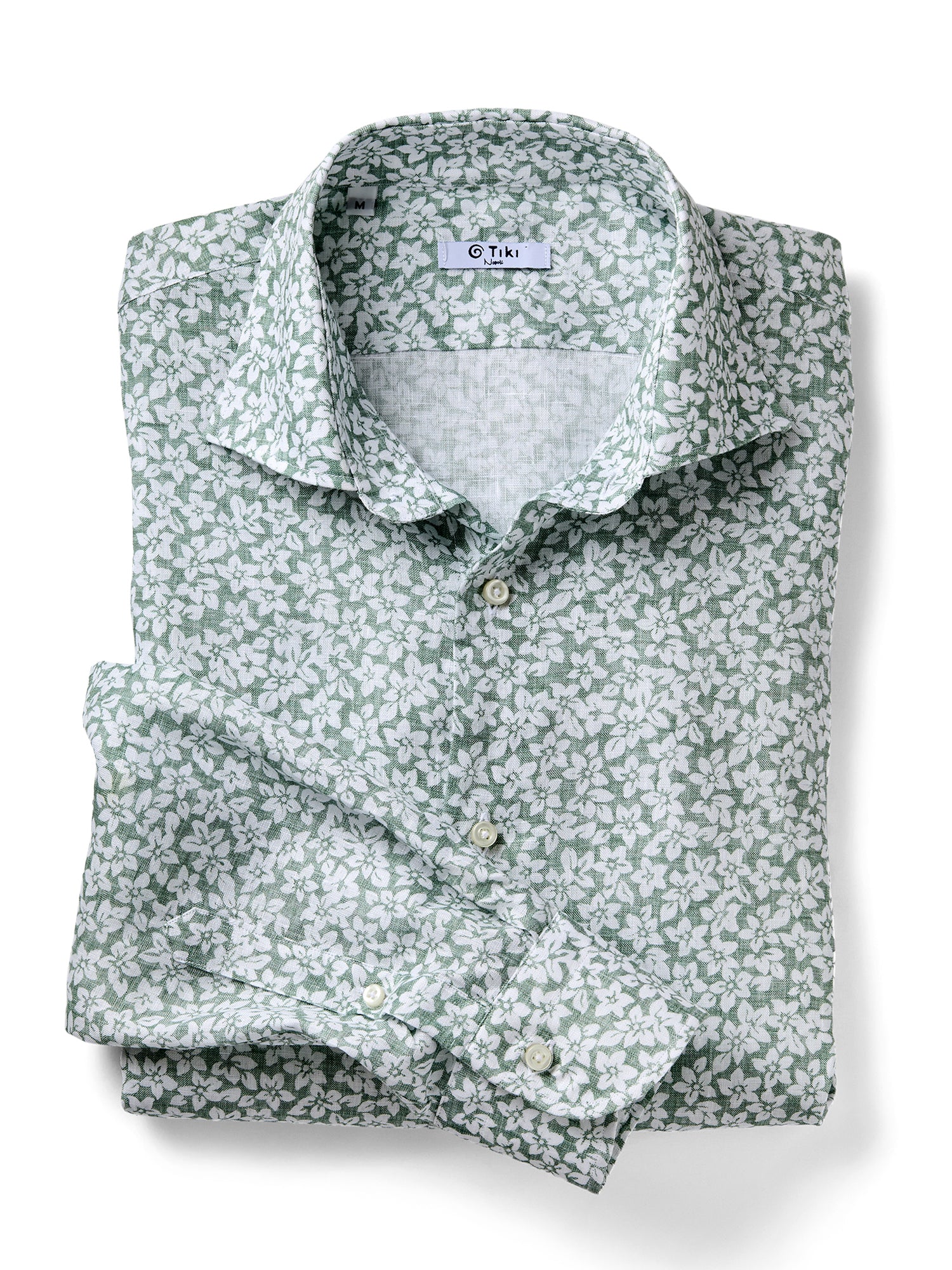 シャツ+ブラウス(長袖+七分) Handwritten Style Flower Print Linen Bz VINTAGE - Handwritten Style Flower Print Linen Bzの通販 by